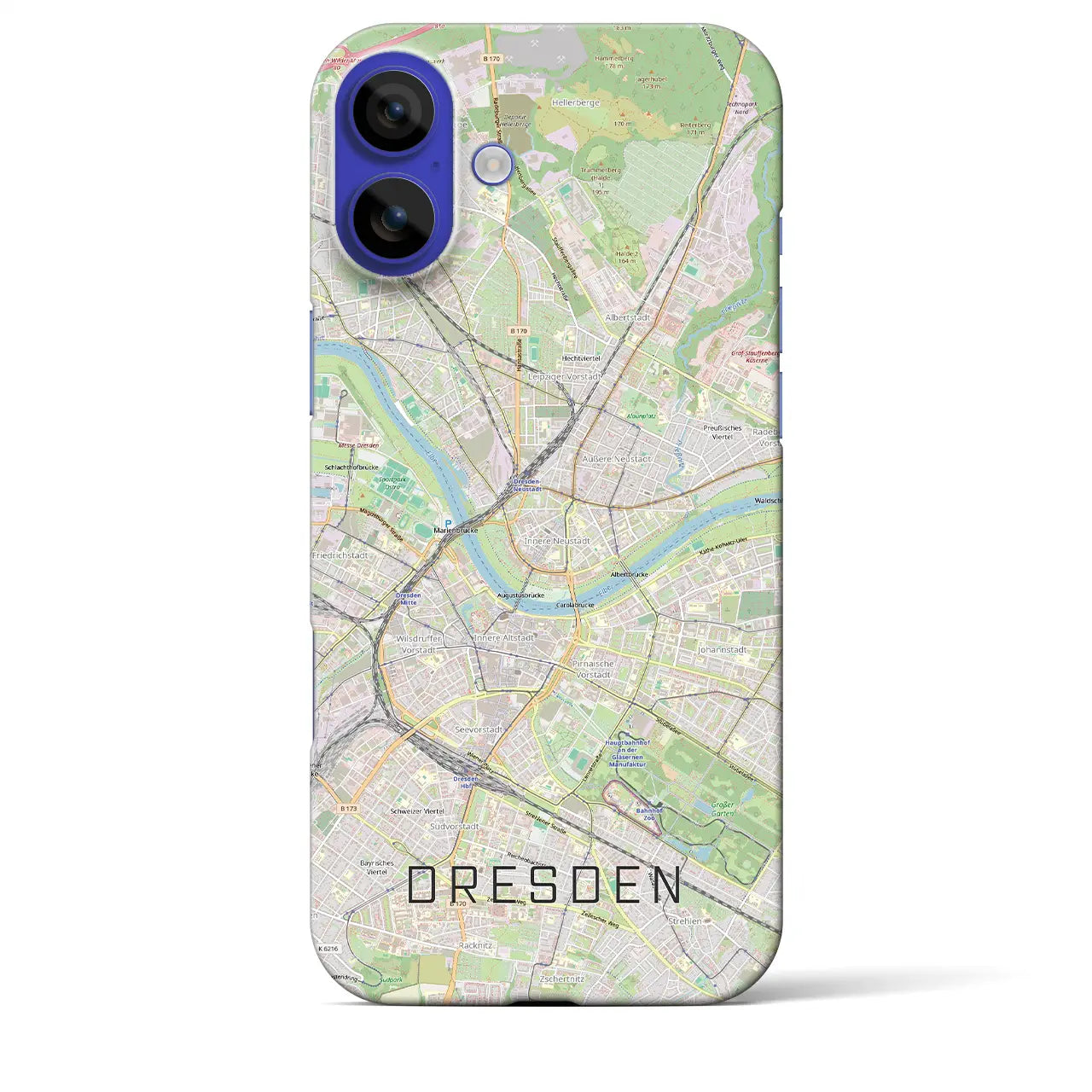 【ドレスデン(ドイツ)】地図柄iPhoneケース(バックカバータイプ)ブラック・iPhone 16 Pro Max 用