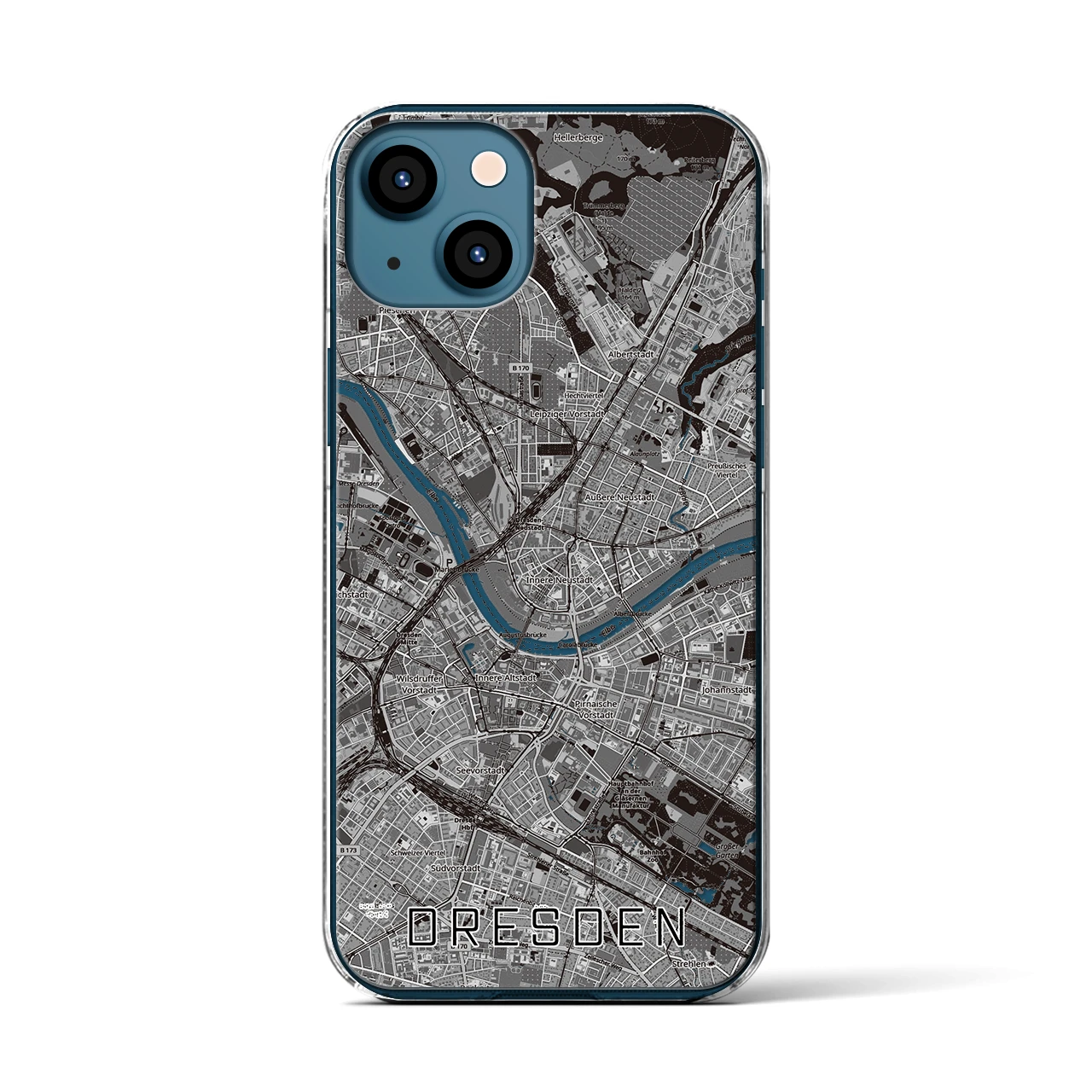 【ドレスデン(ドイツ)】地図柄iPhoneケース(クリアタイプ)