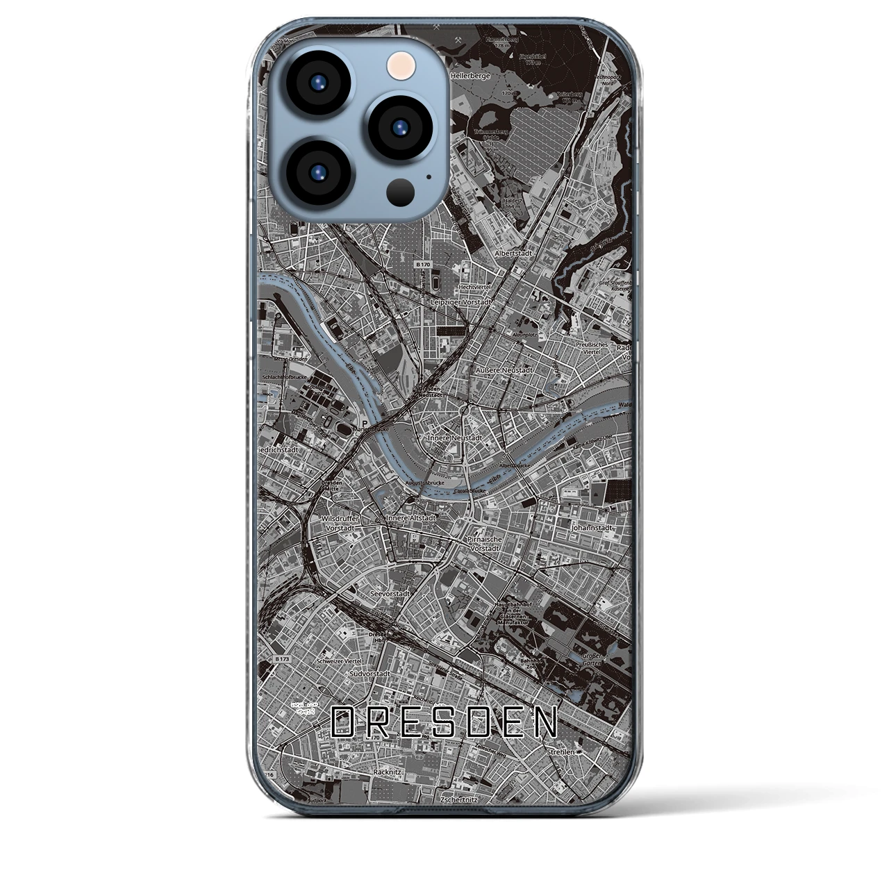 【ドレスデン(ドイツ)】地図柄iPhoneケース(クリアタイプ)