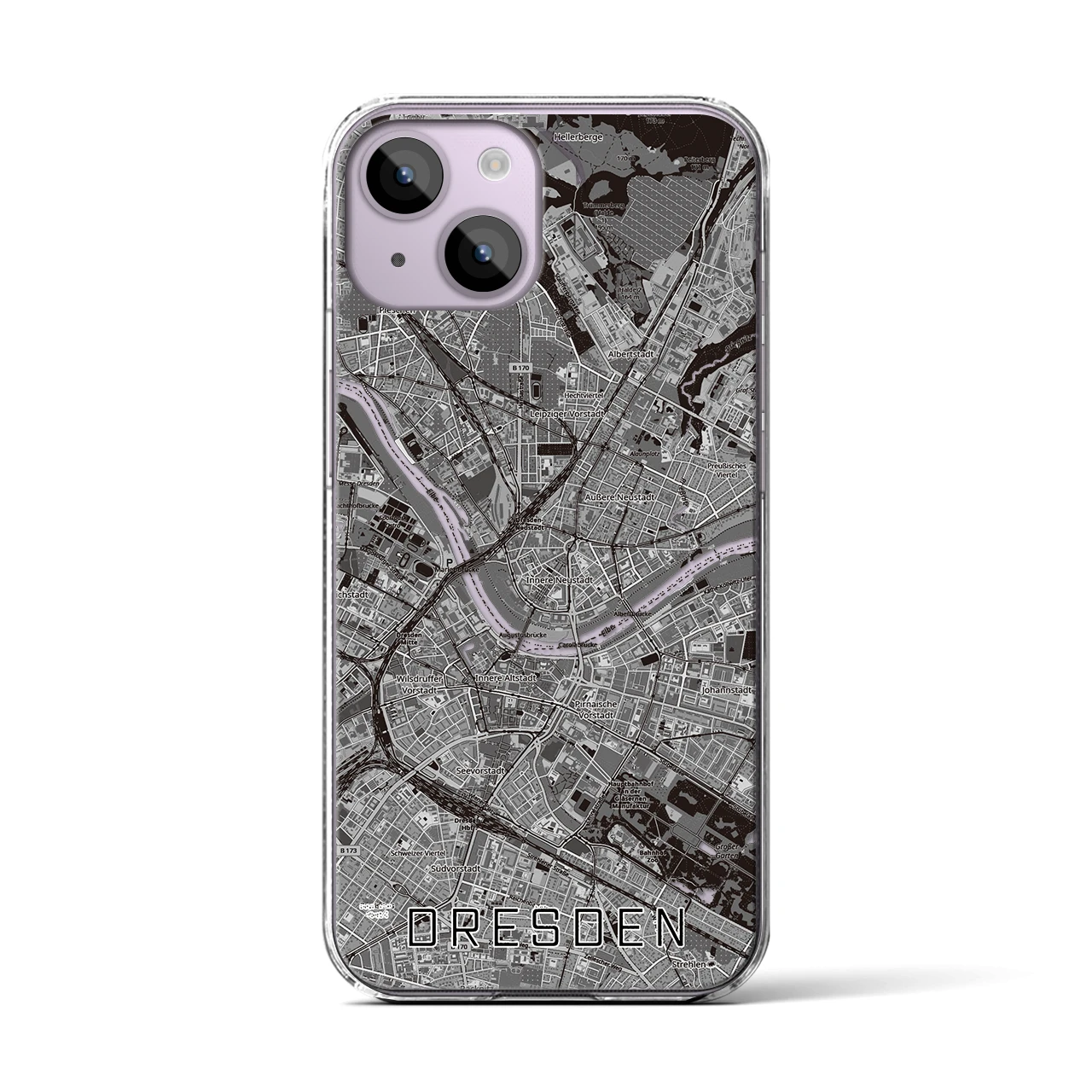 【ドレスデン(ドイツ)】地図柄iPhoneケース(クリアタイプ)