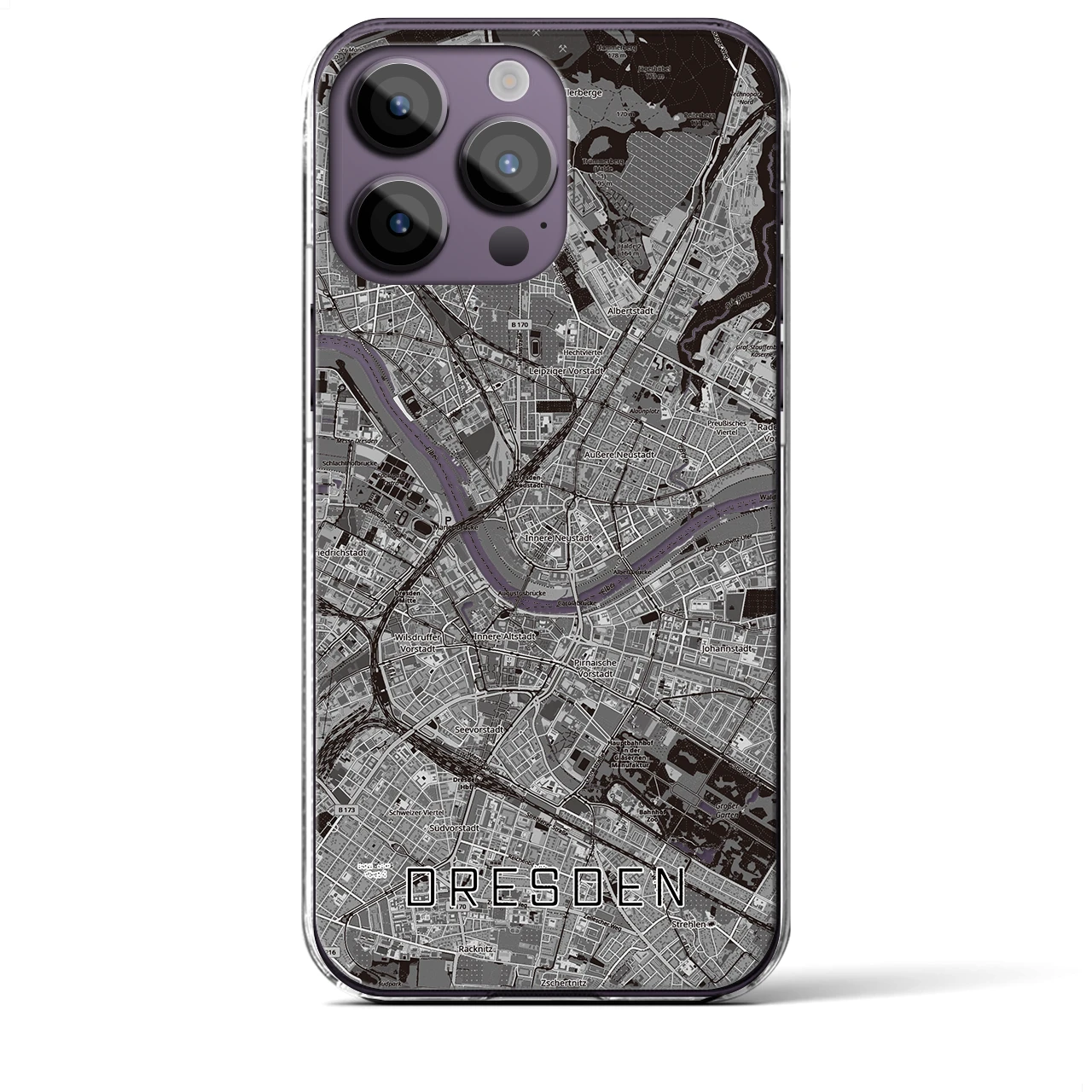 【ドレスデン(ドイツ)】地図柄iPhoneケース(クリアタイプ)
