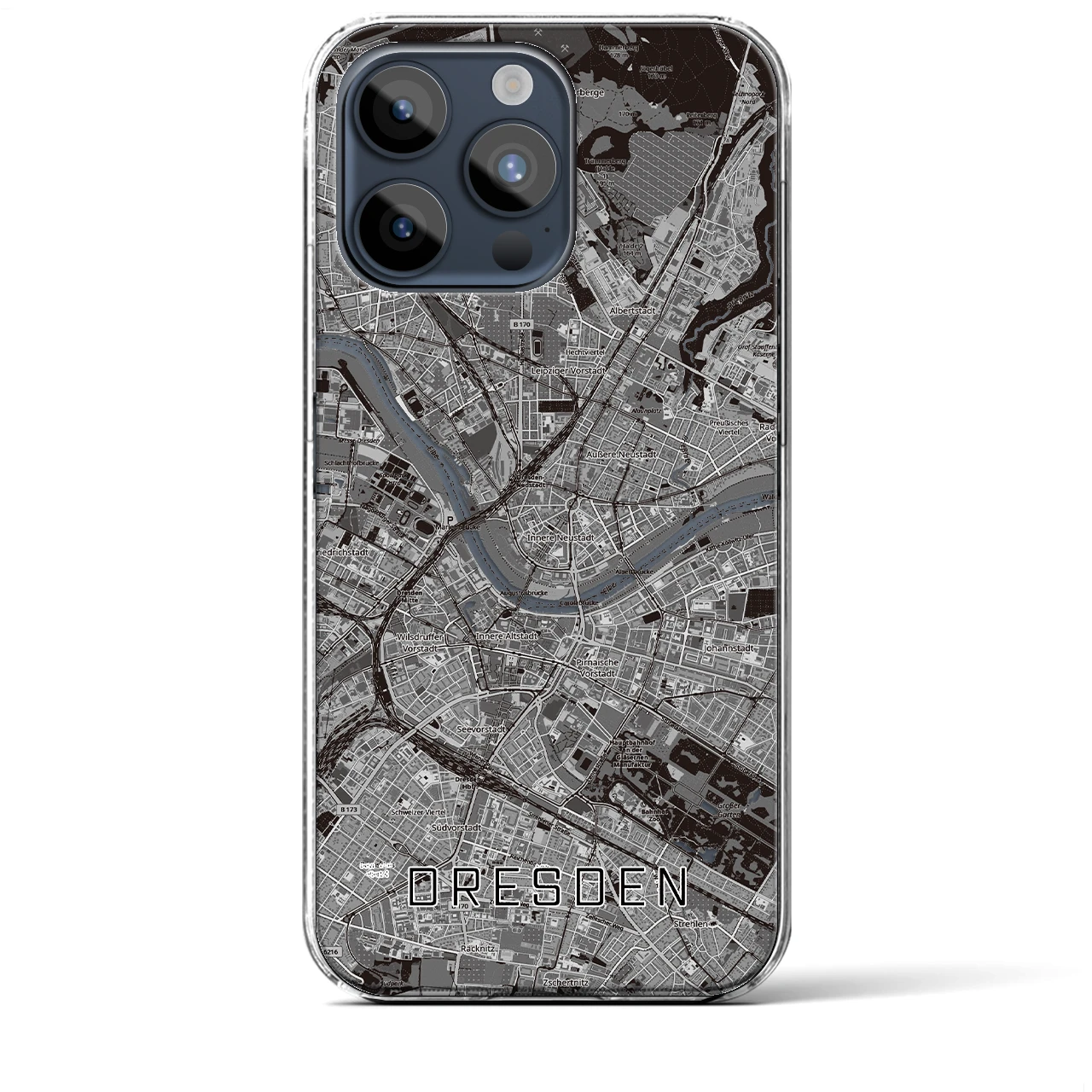 【ドレスデン(ドイツ)】地図柄iPhoneケース(クリアタイプ)