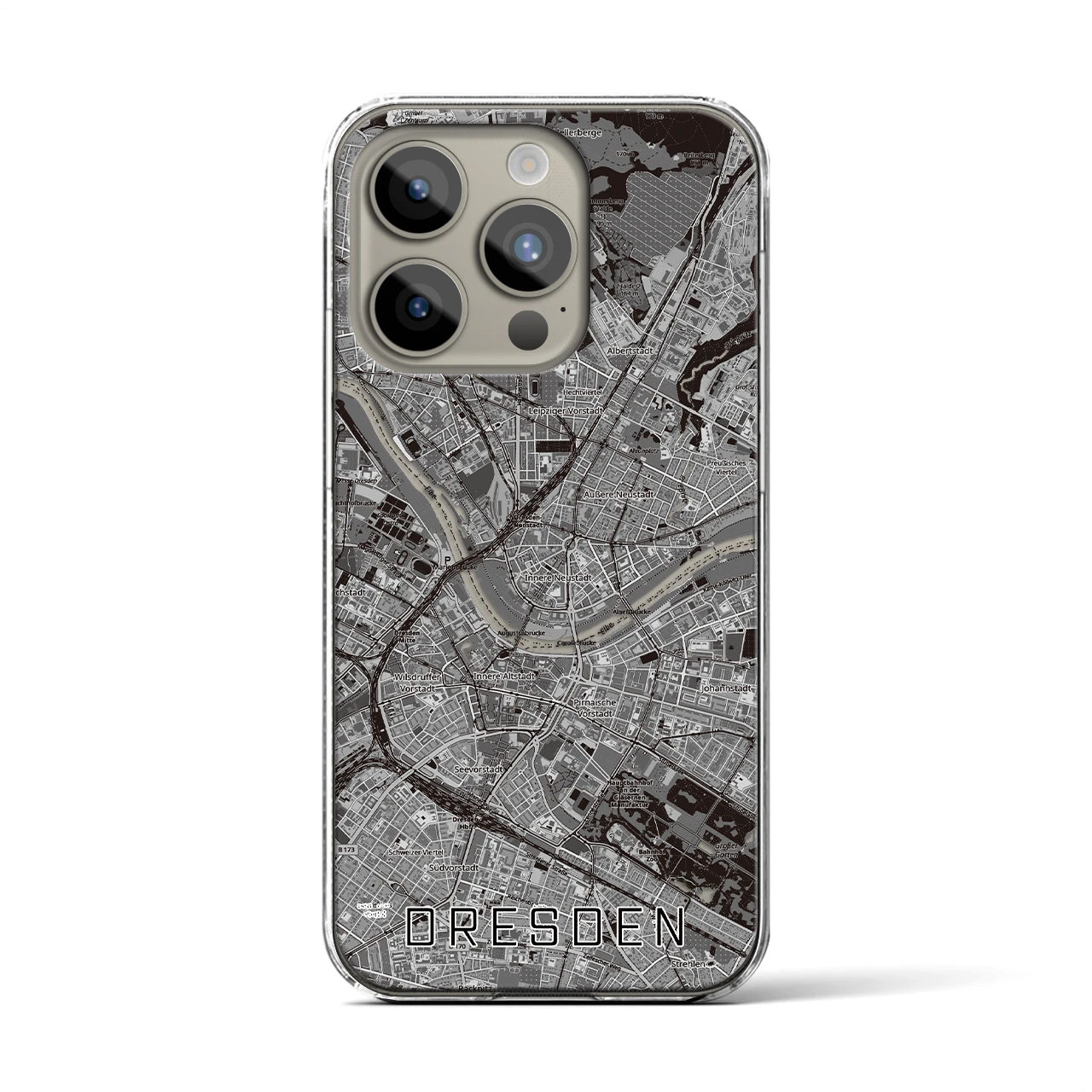 【ドレスデン(ドイツ)】地図柄iPhoneケース(クリアタイプ)