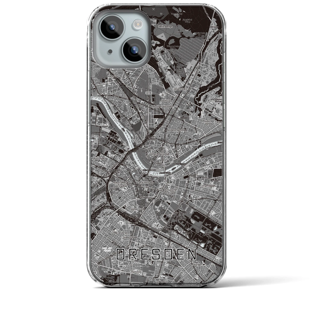【ドレスデン(ドイツ)】地図柄iPhoneケース(クリアタイプ)