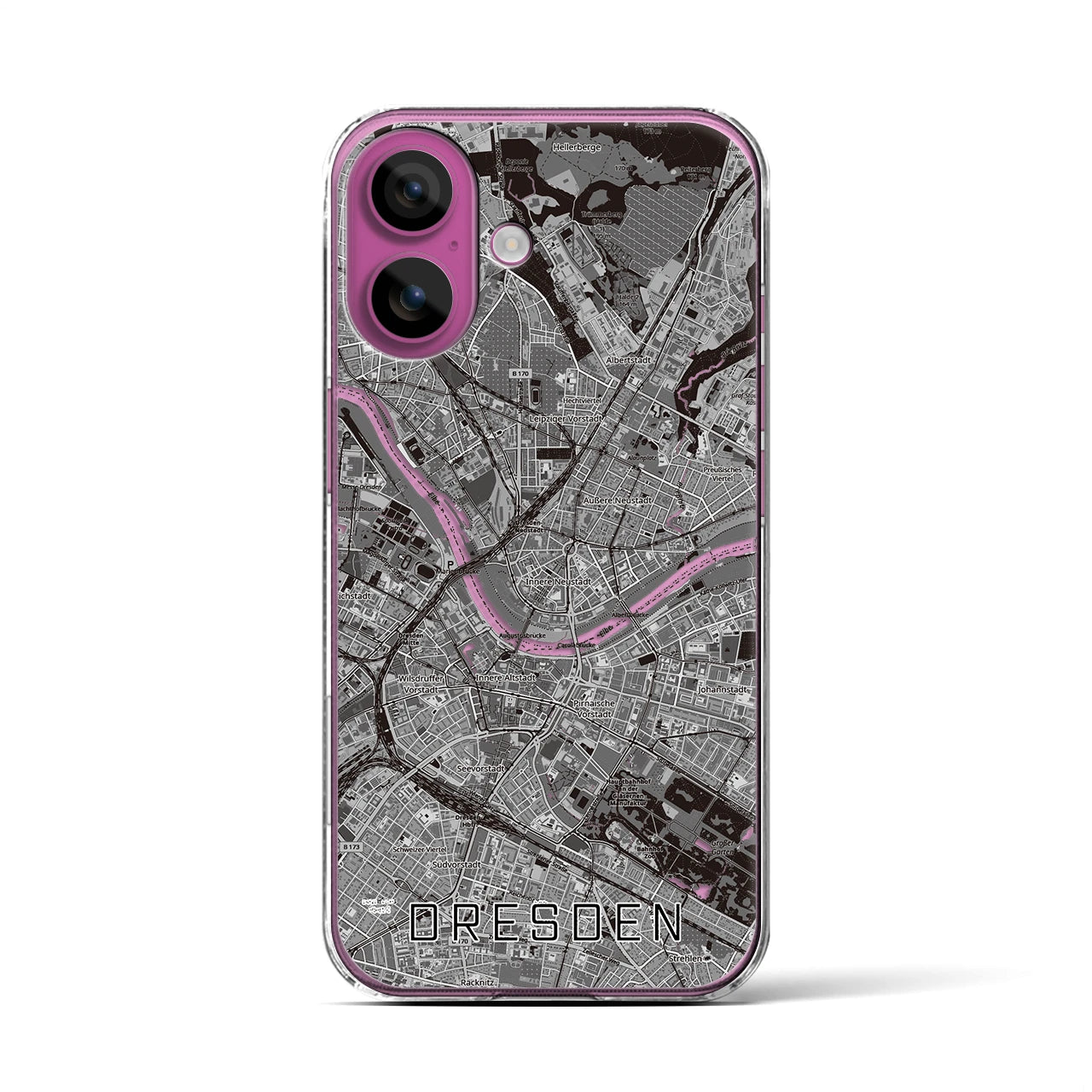 【ドレスデン(ドイツ)】地図柄iPhoneケース(クリアタイプ)