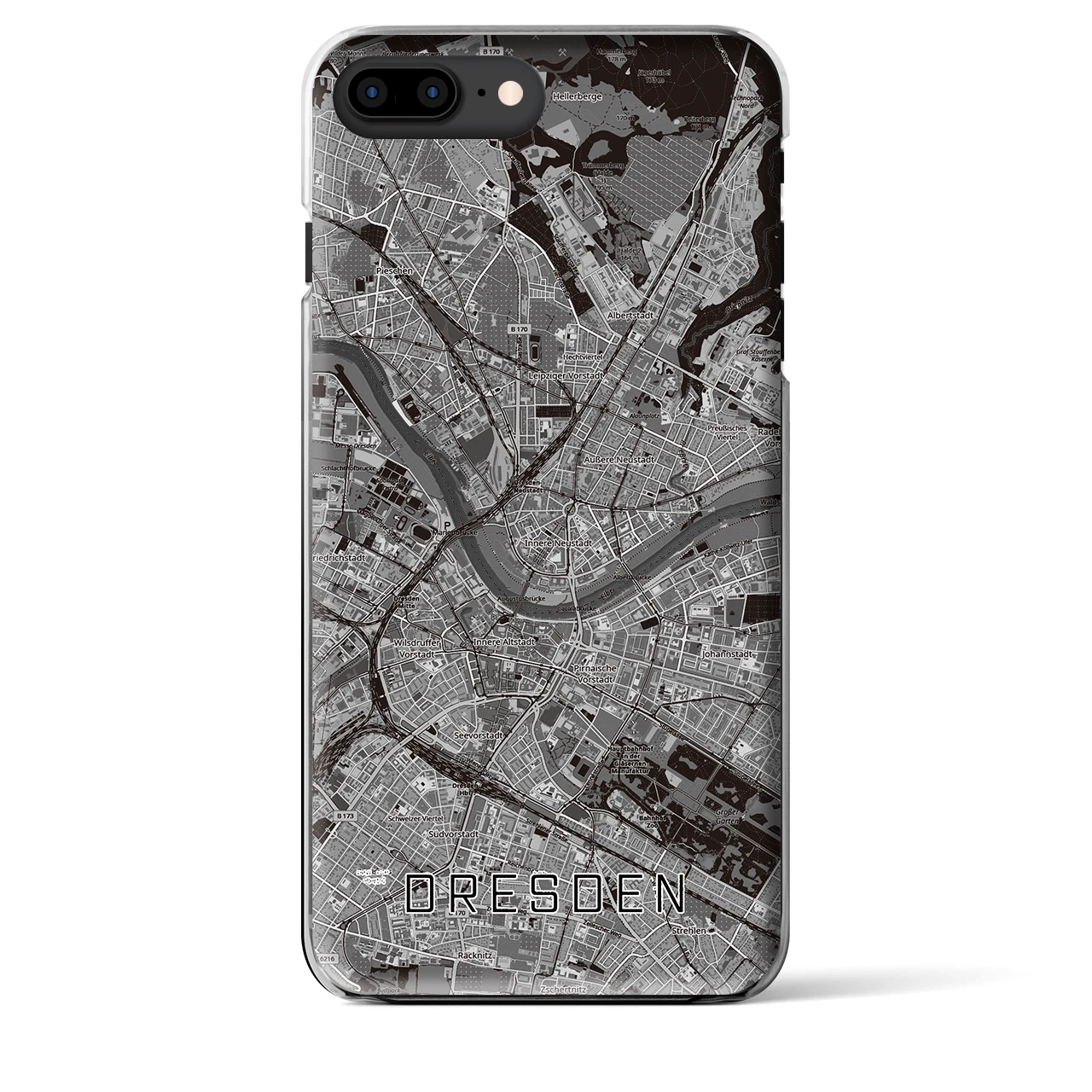 【ドレスデン(ドイツ)】地図柄iPhoneケース(クリアタイプ)