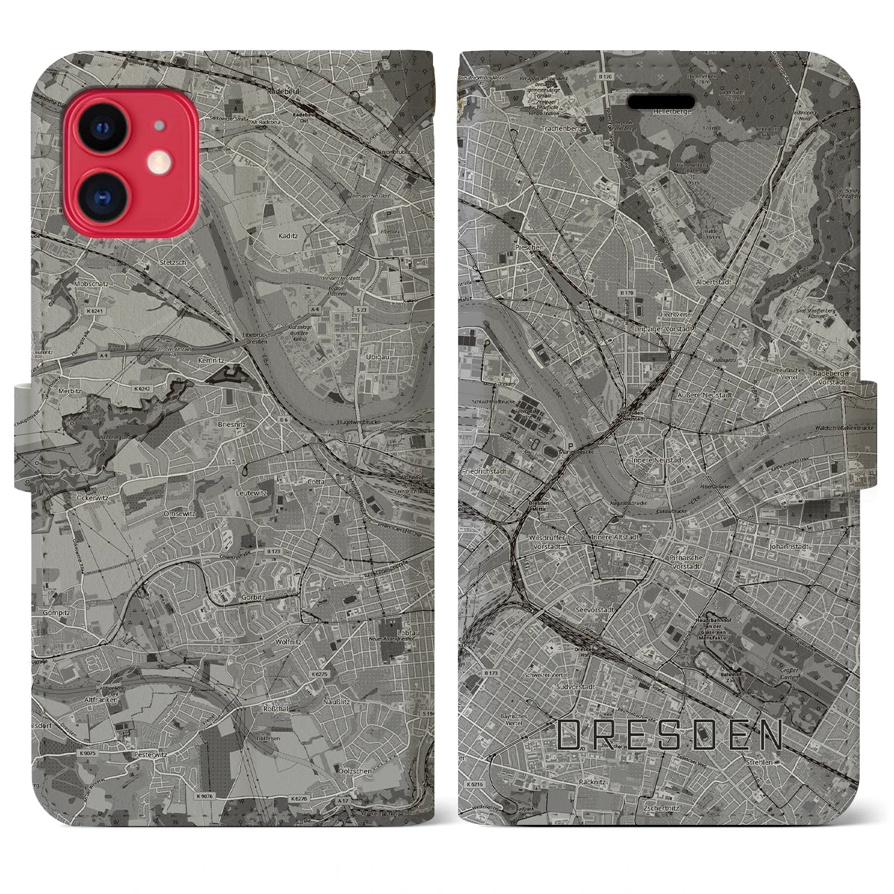 【ドレスデン(ドイツ)】地図柄iPhoneケース(手帳タイプ)