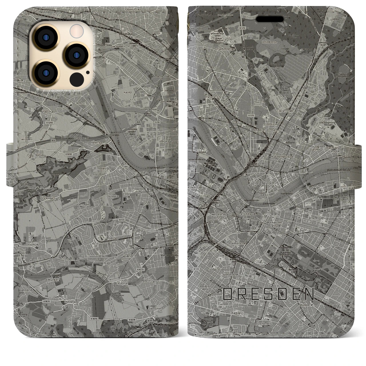 【ドレスデン(ドイツ)】地図柄iPhoneケース(手帳タイプ)