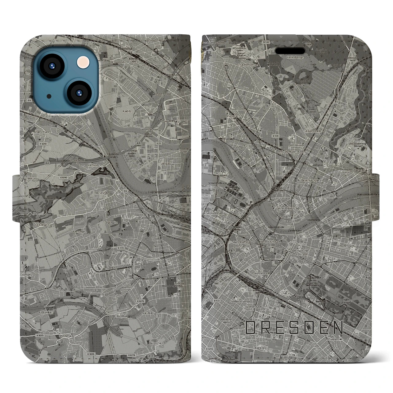 【ドレスデン(ドイツ)】地図柄iPhoneケース(手帳タイプ)