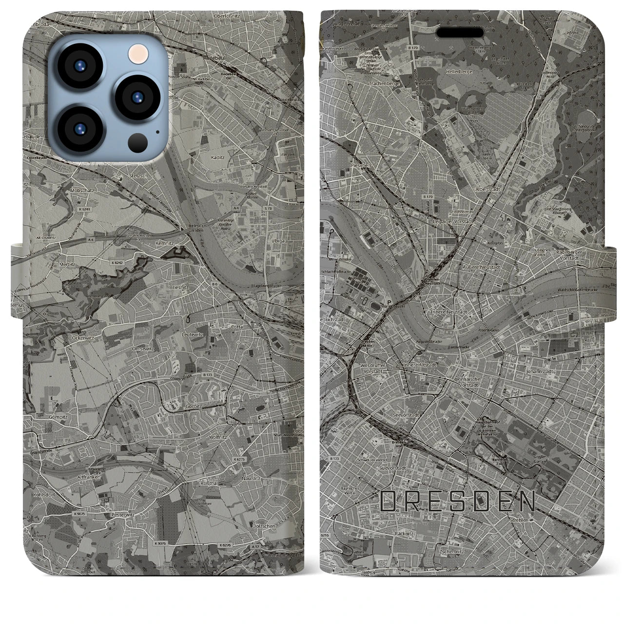 【ドレスデン(ドイツ)】地図柄iPhoneケース(手帳タイプ)