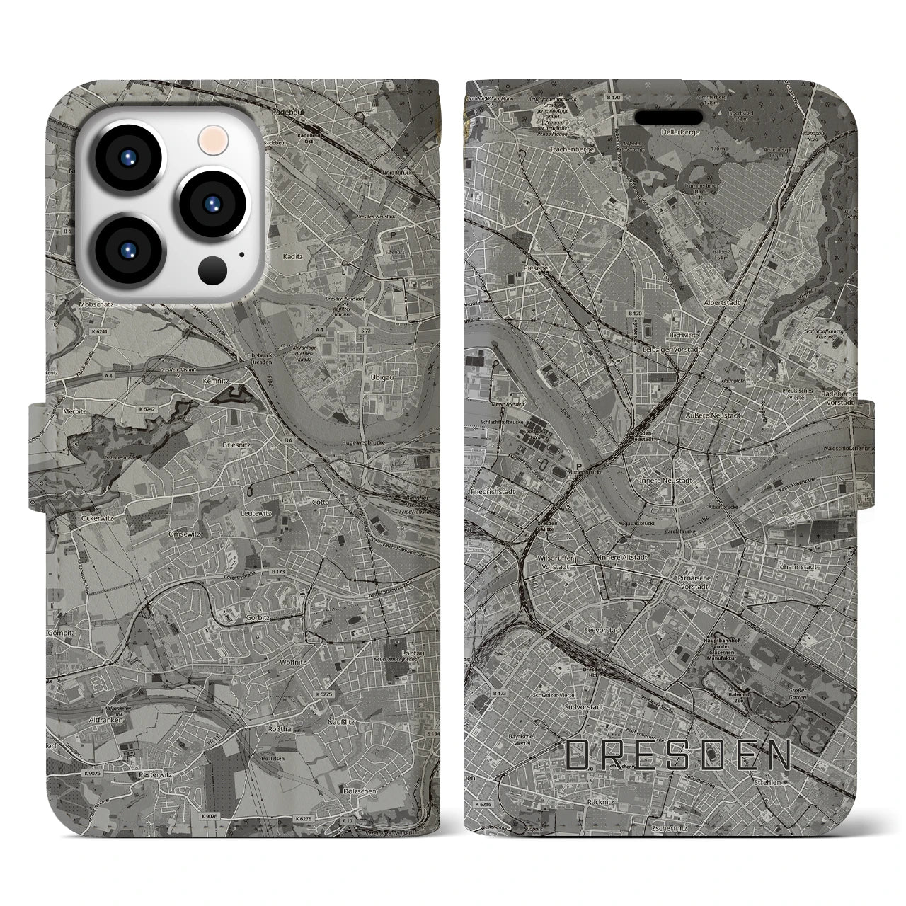 【ドレスデン(ドイツ)】地図柄iPhoneケース(手帳タイプ)