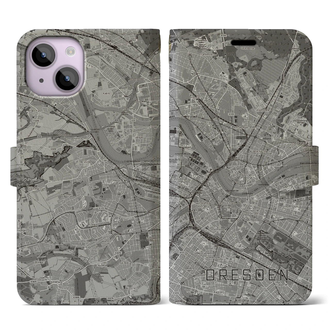 【ドレスデン(ドイツ)】地図柄iPhoneケース(手帳タイプ)