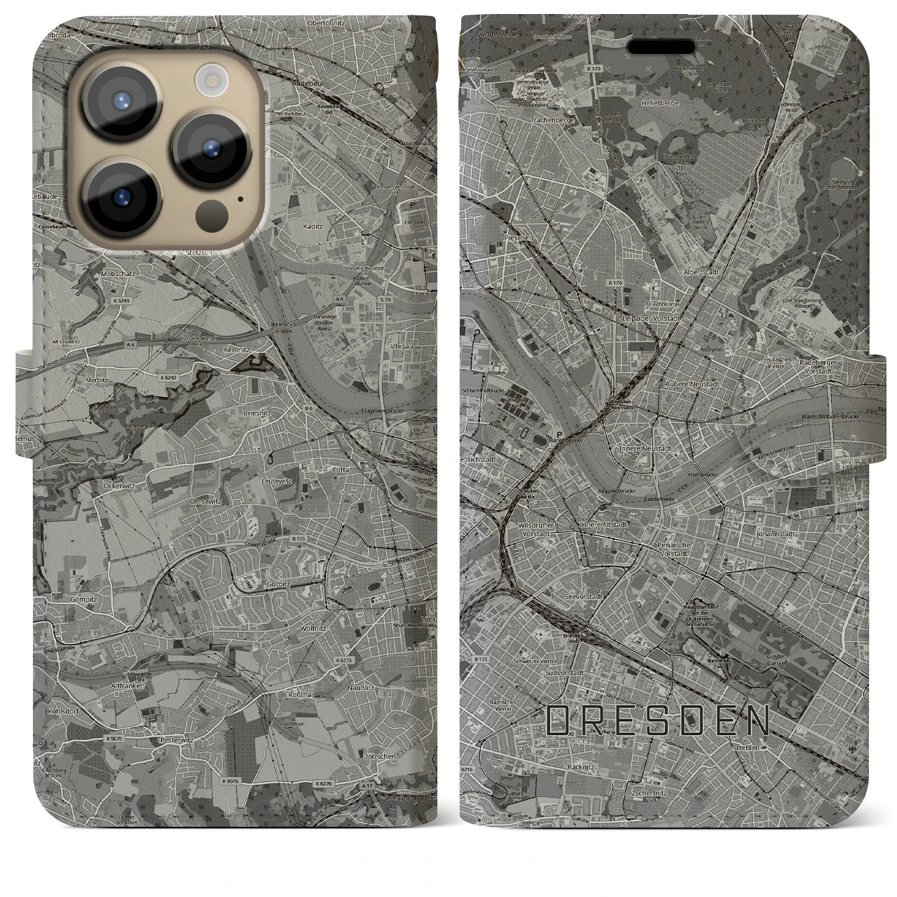 【ドレスデン(ドイツ)】地図柄iPhoneケース(手帳タイプ)