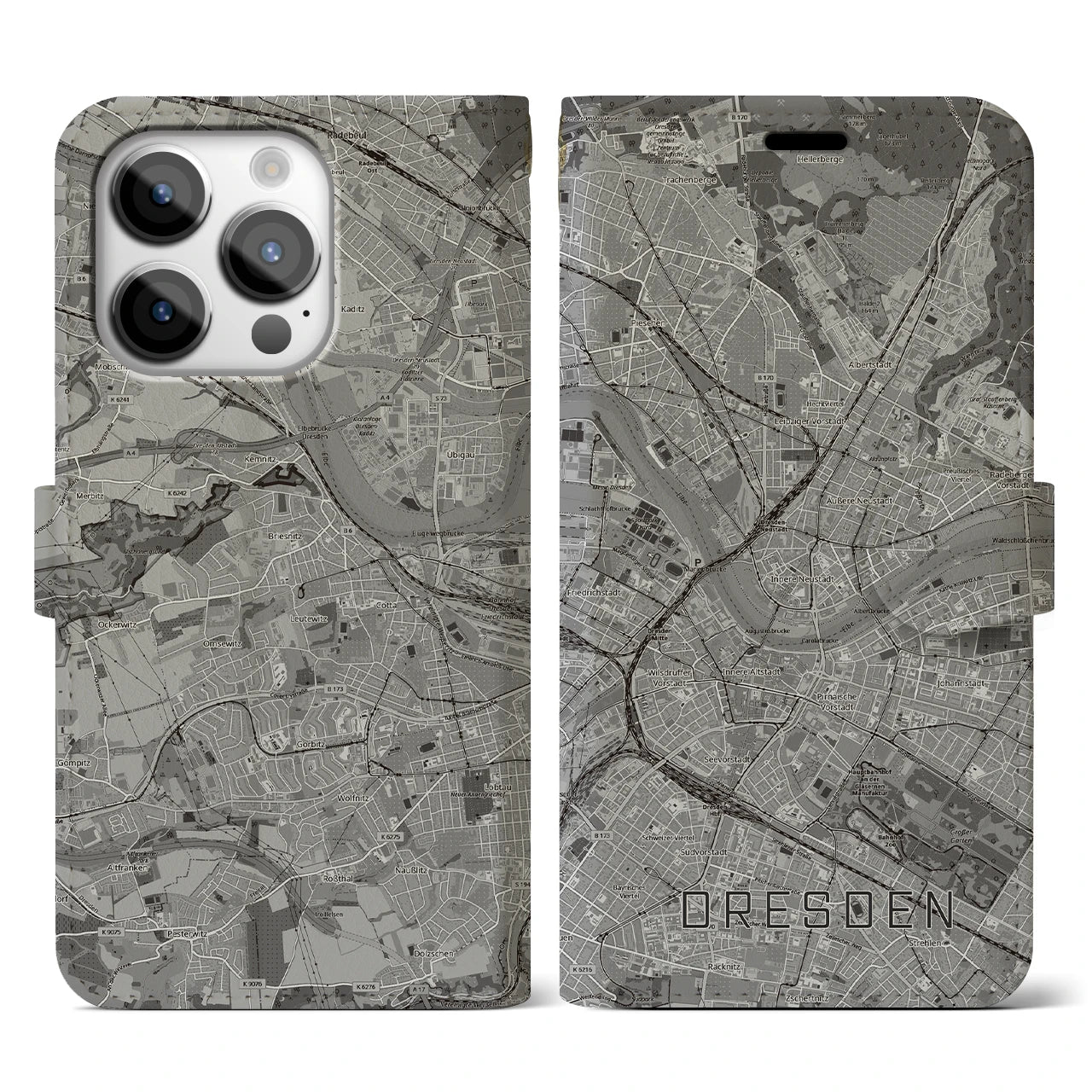 【ドレスデン(ドイツ)】地図柄iPhoneケース(手帳タイプ)