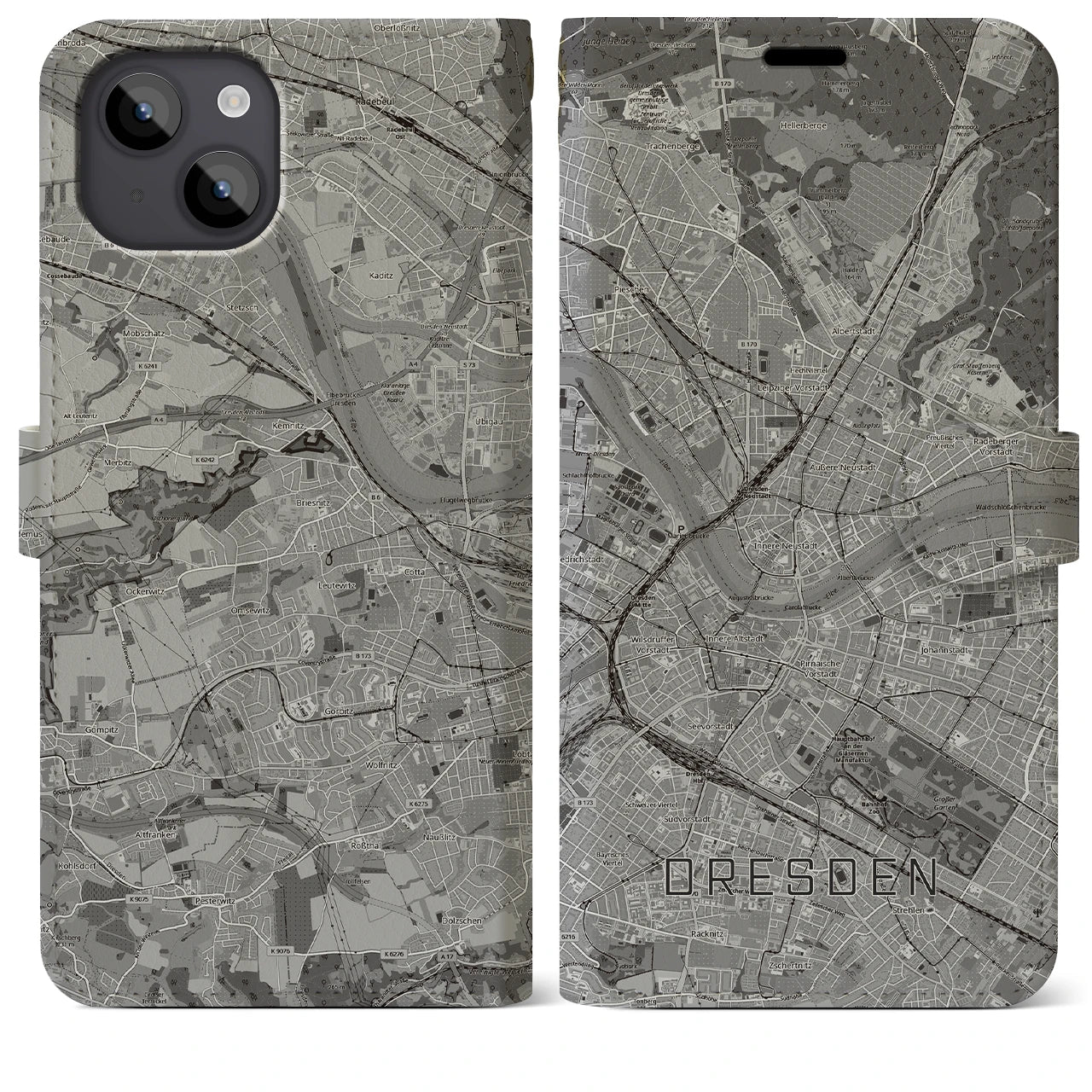 【ドレスデン(ドイツ)】地図柄iPhoneケース(手帳タイプ)