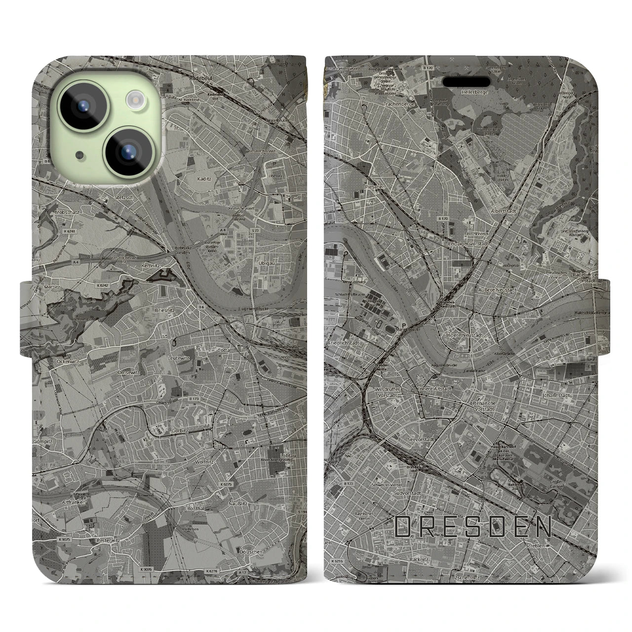 【ドレスデン(ドイツ)】地図柄iPhoneケース(手帳タイプ)