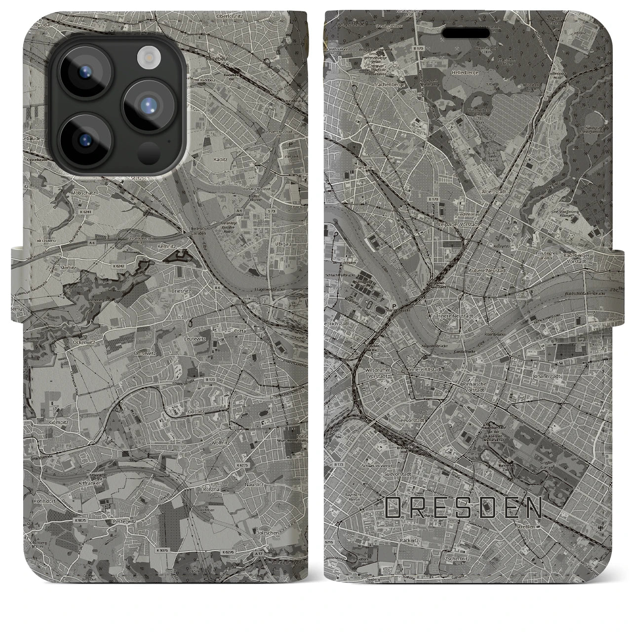 【ドレスデン(ドイツ)】地図柄iPhoneケース(手帳タイプ)