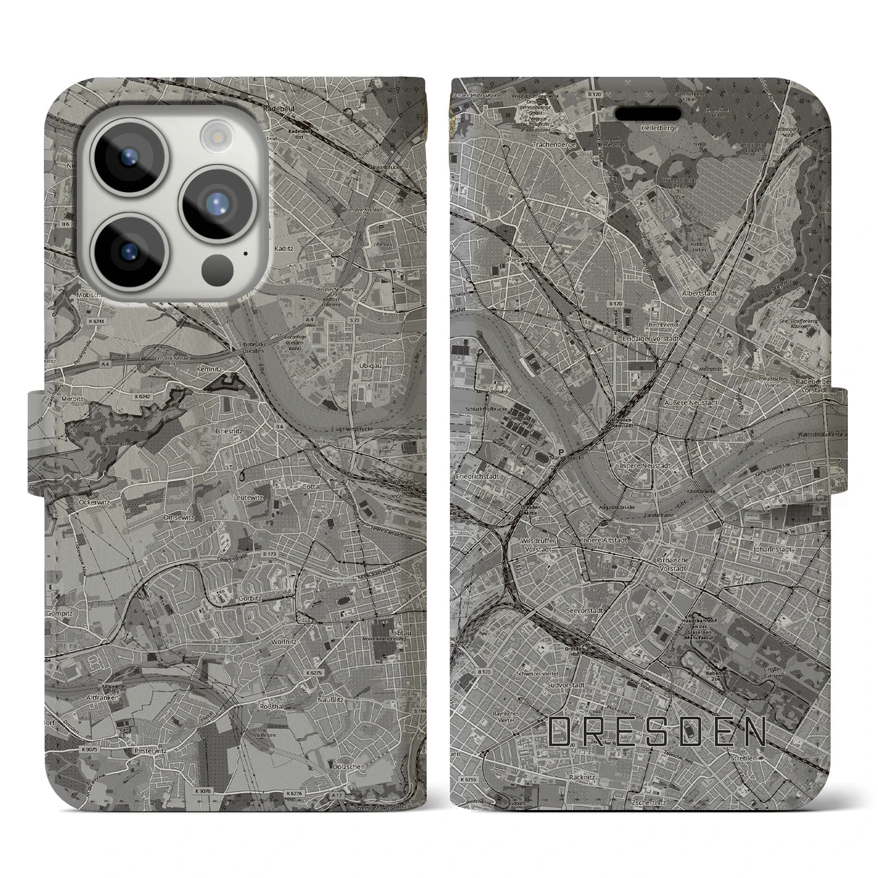 【ドレスデン(ドイツ)】地図柄iPhoneケース(手帳タイプ)