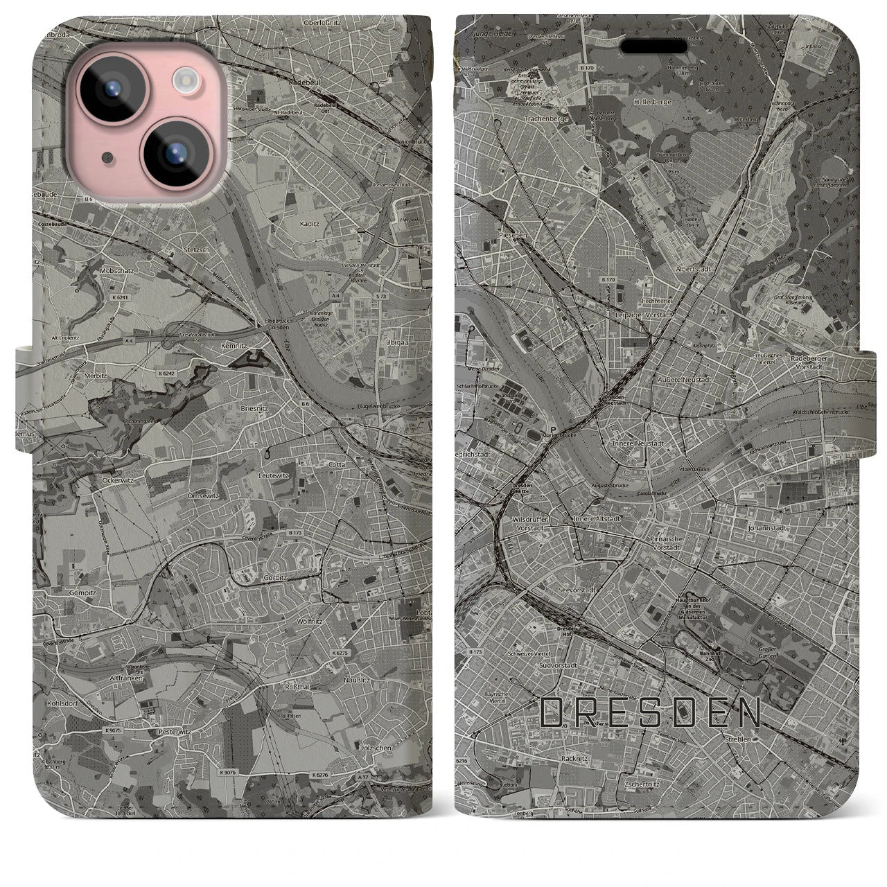 【ドレスデン(ドイツ)】地図柄iPhoneケース(手帳タイプ)