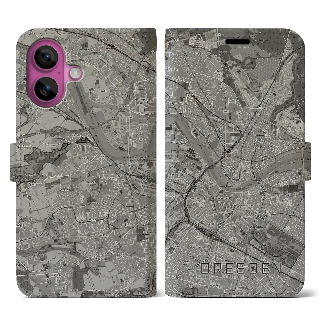 【ドレスデン(ドイツ)】地図柄iPhoneケース(手帳タイプ)