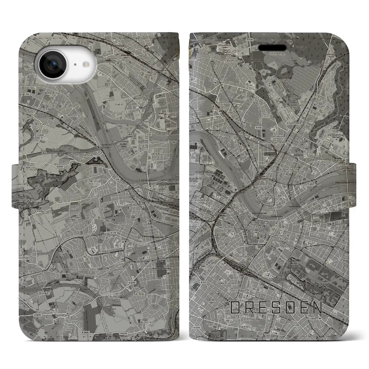 【ドレスデン(ドイツ)】地図柄iPhoneケース(手帳タイプ)