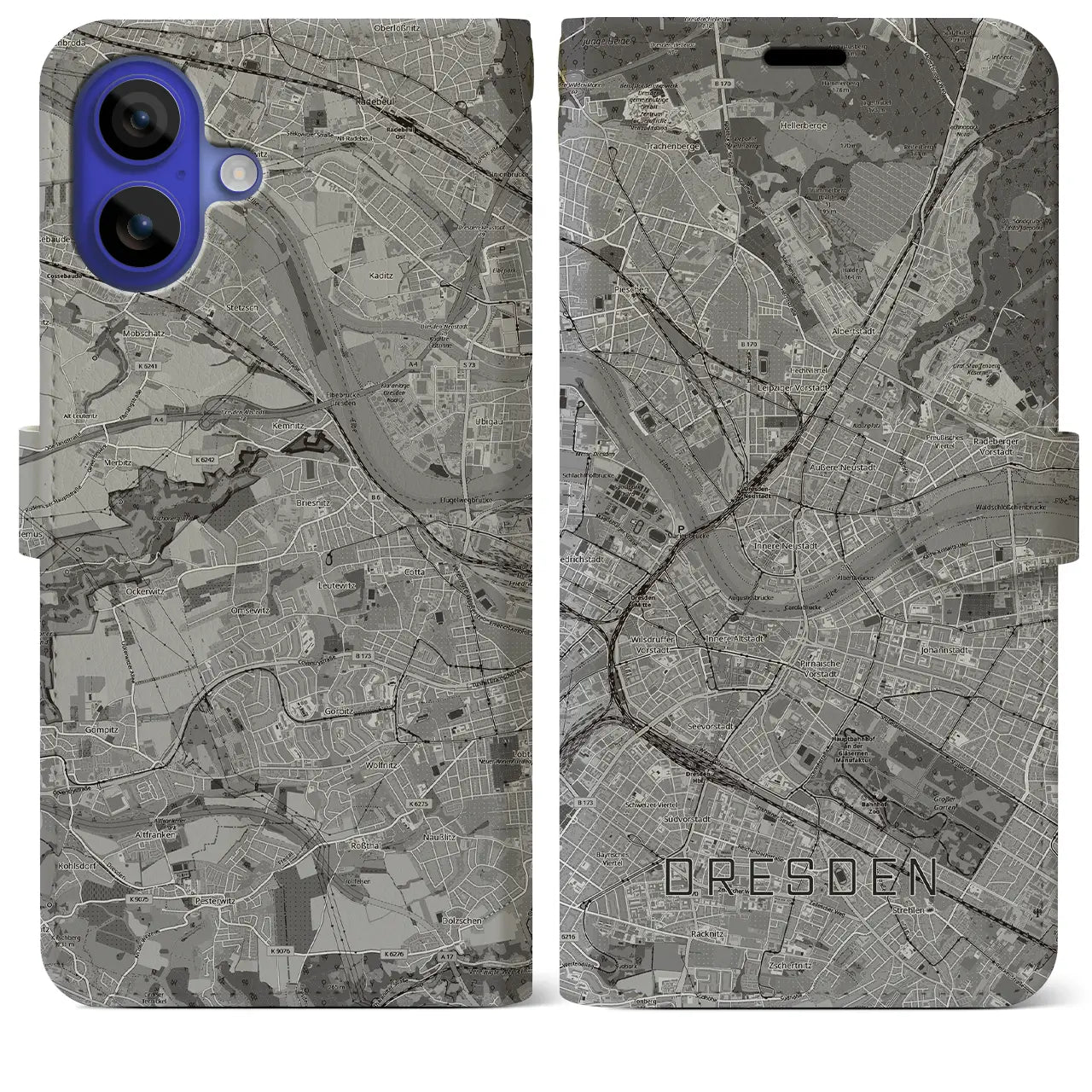 【ドレスデン(ドイツ)】地図柄iPhoneケース(手帳タイプ)