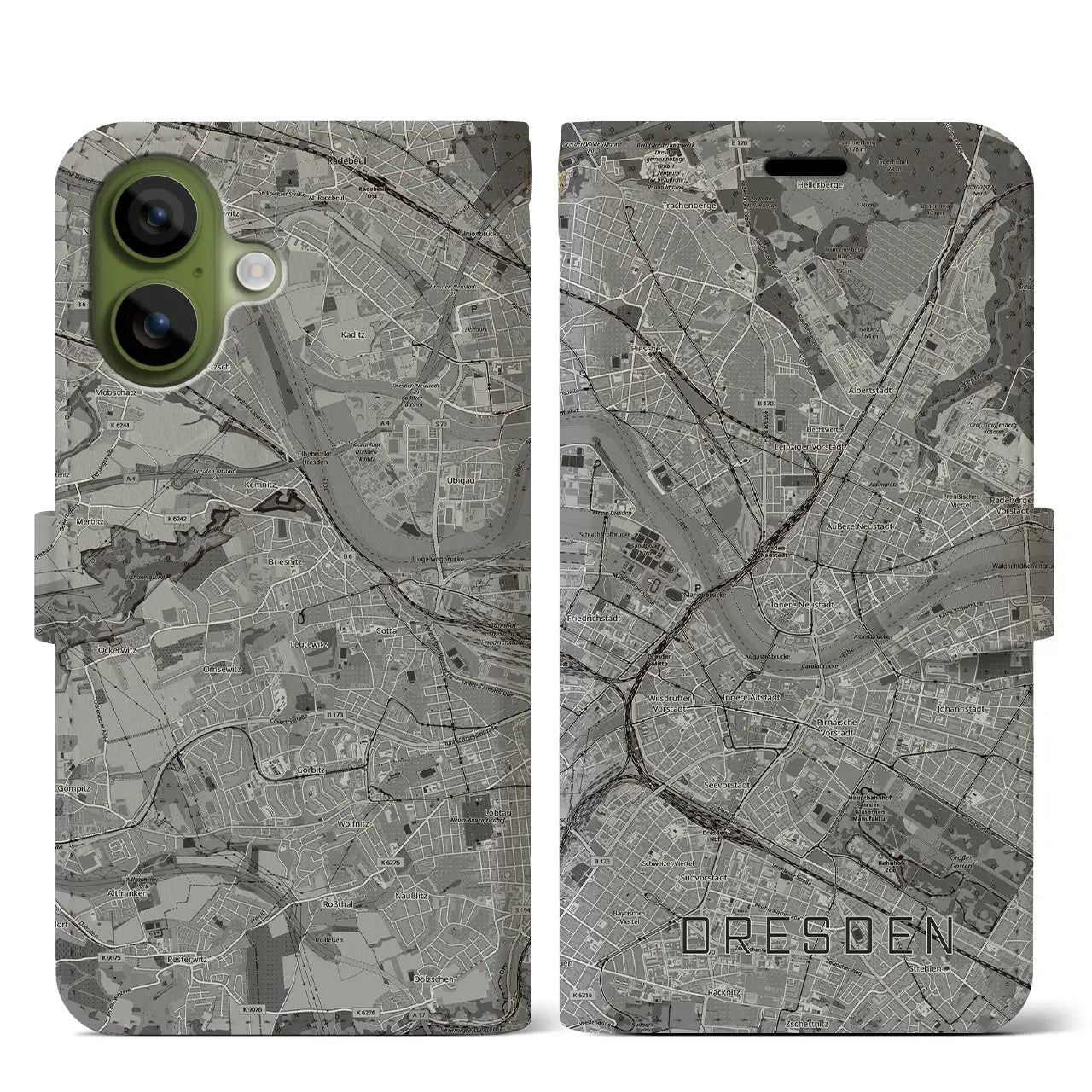 【ドレスデン(ドイツ)】地図柄iPhoneケース(手帳タイプ)