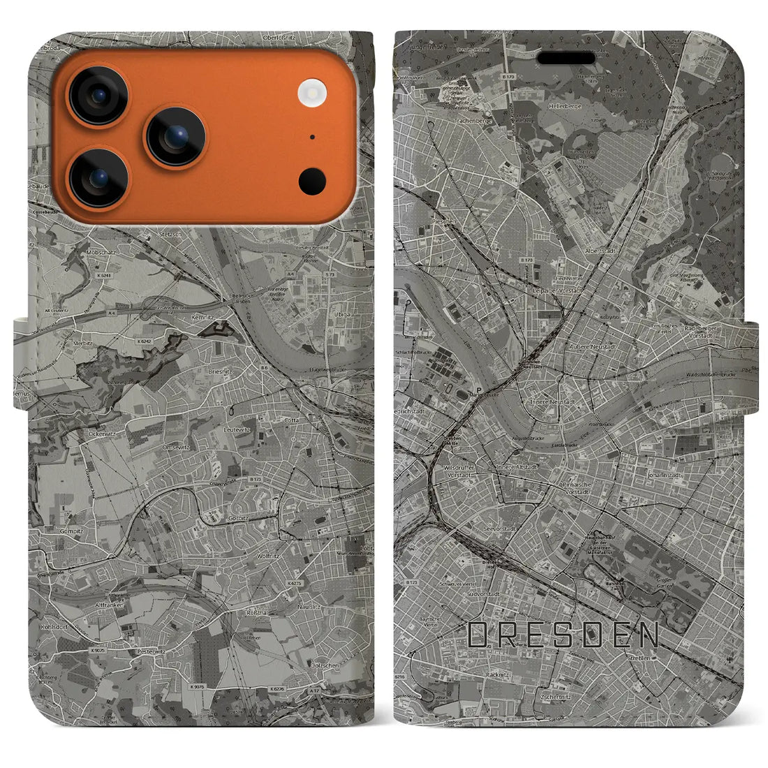 【ドレスデン(ドイツ)】地図柄iPhoneケース(手帳タイプ)