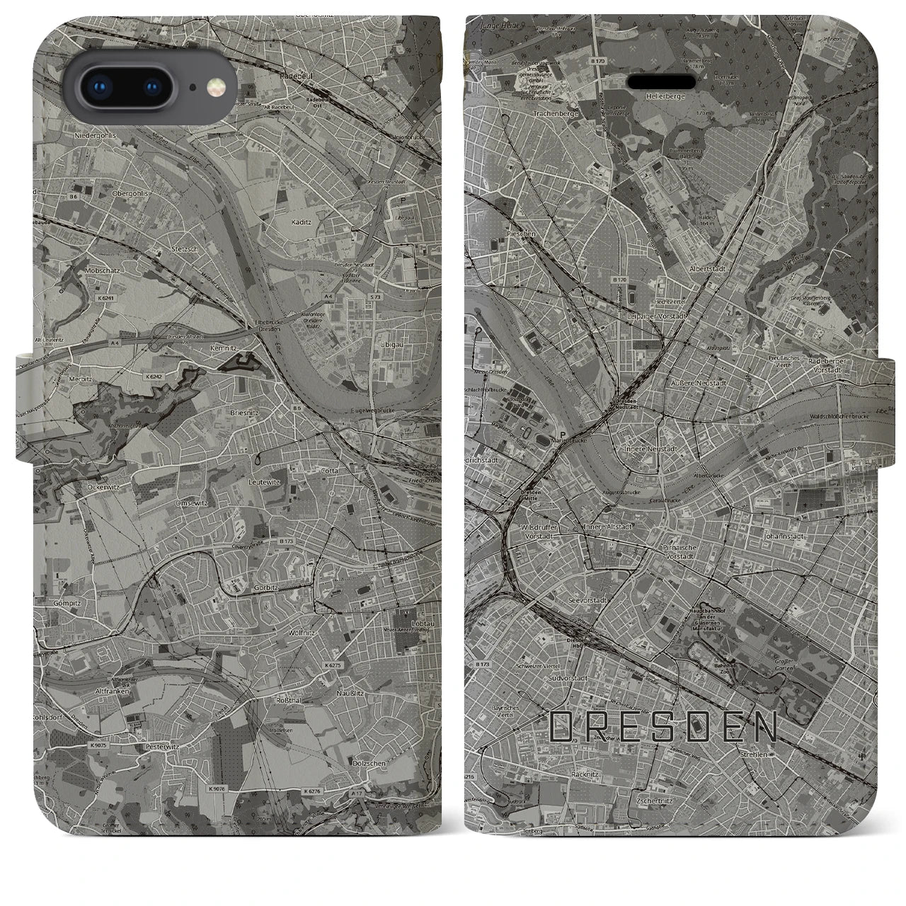 【ドレスデン(ドイツ)】地図柄iPhoneケース(手帳タイプ)