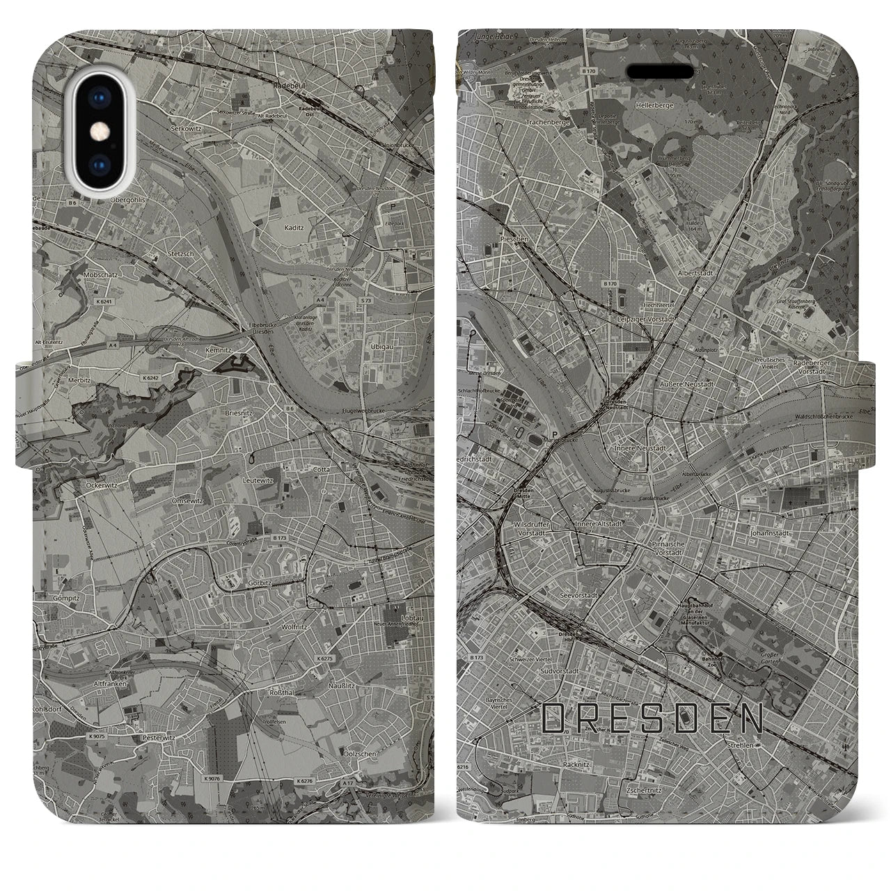 【ドレスデン(ドイツ)】地図柄iPhoneケース(手帳タイプ)