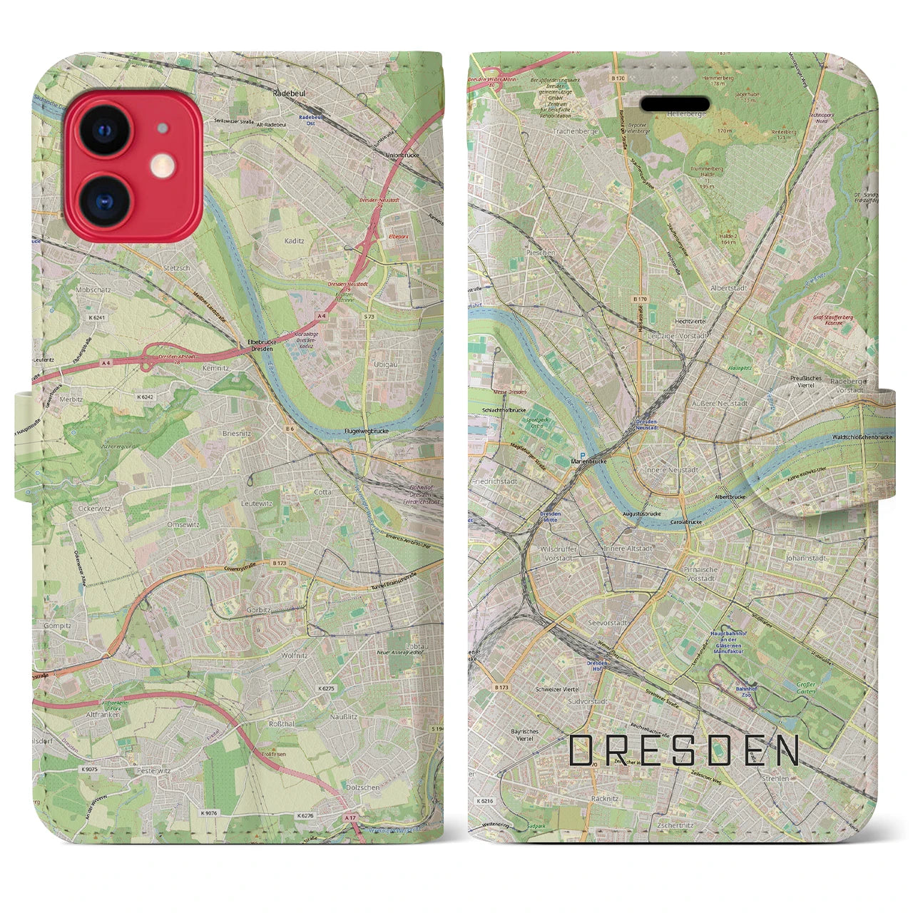 【ドレスデン(ドイツ)】地図柄iPhoneケース(手帳タイプ)