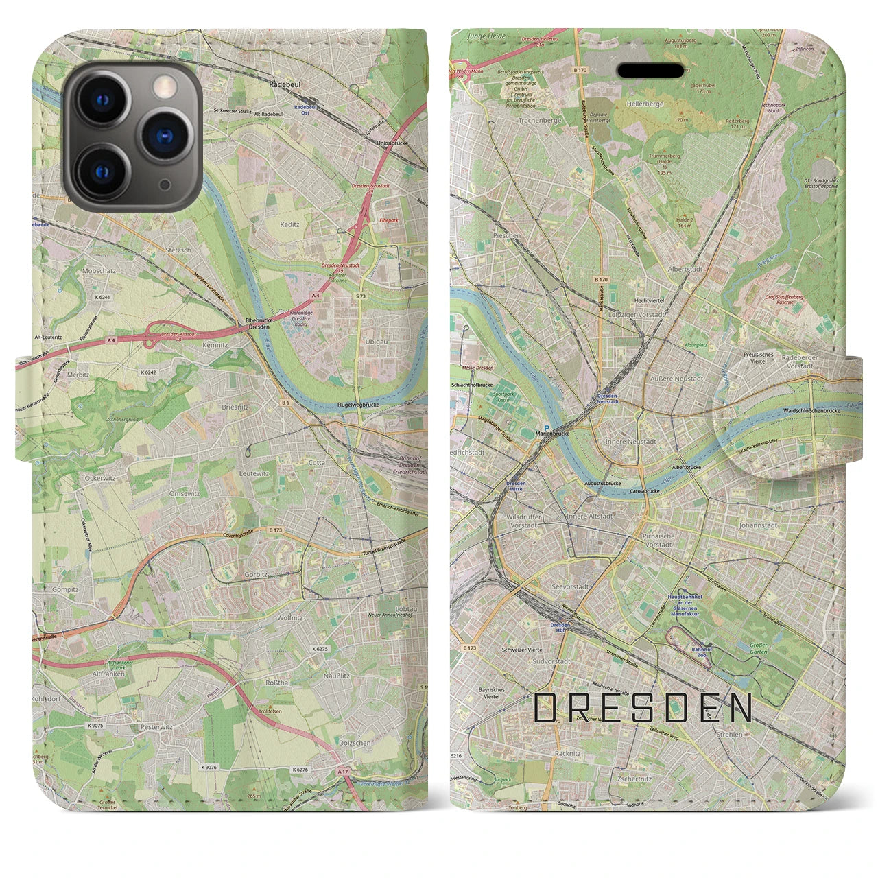 【ドレスデン(ドイツ)】地図柄iPhoneケース(手帳タイプ)