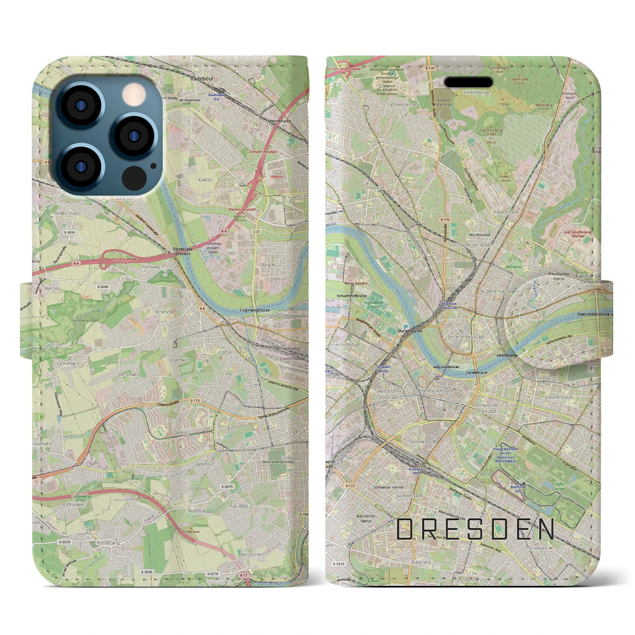 【ドレスデン(ドイツ)】地図柄iPhoneケース(手帳タイプ)