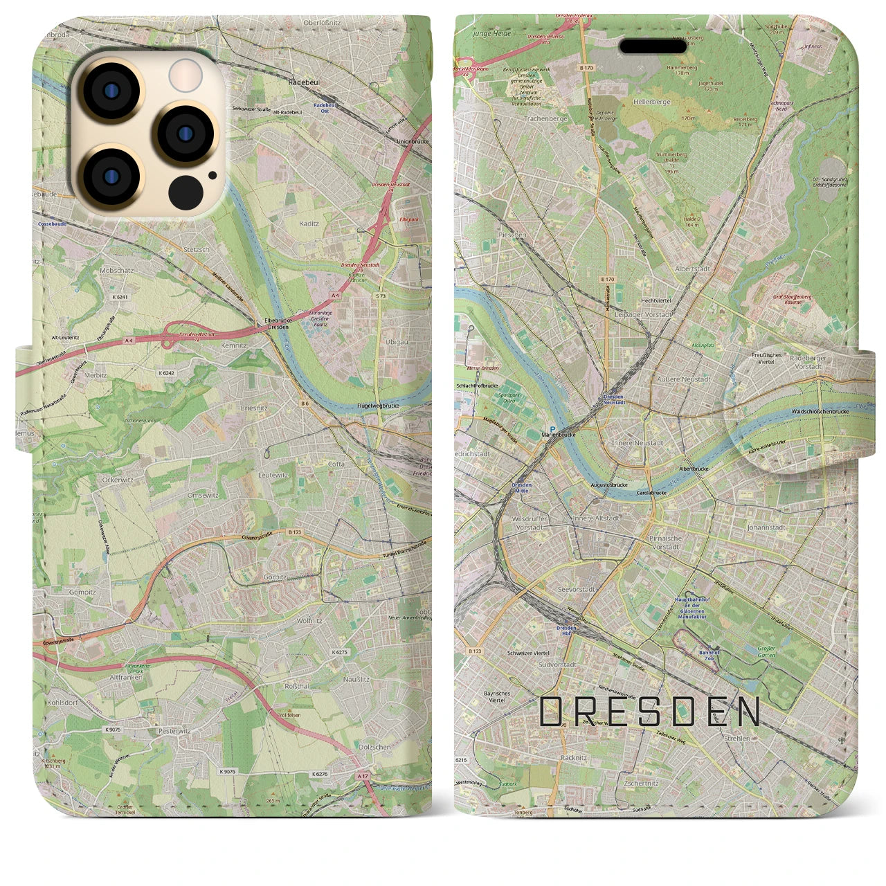 【ドレスデン(ドイツ)】地図柄iPhoneケース(手帳タイプ)