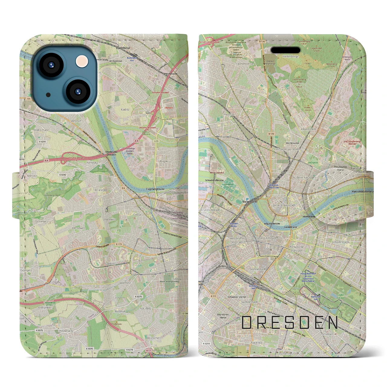 【ドレスデン(ドイツ)】地図柄iPhoneケース(手帳タイプ)