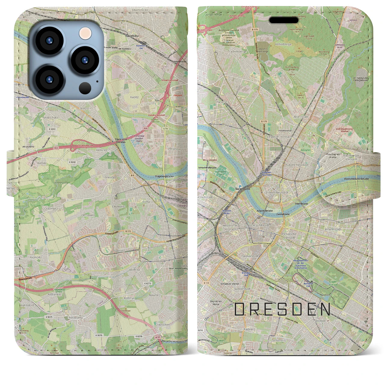 【ドレスデン(ドイツ)】地図柄iPhoneケース(手帳タイプ)