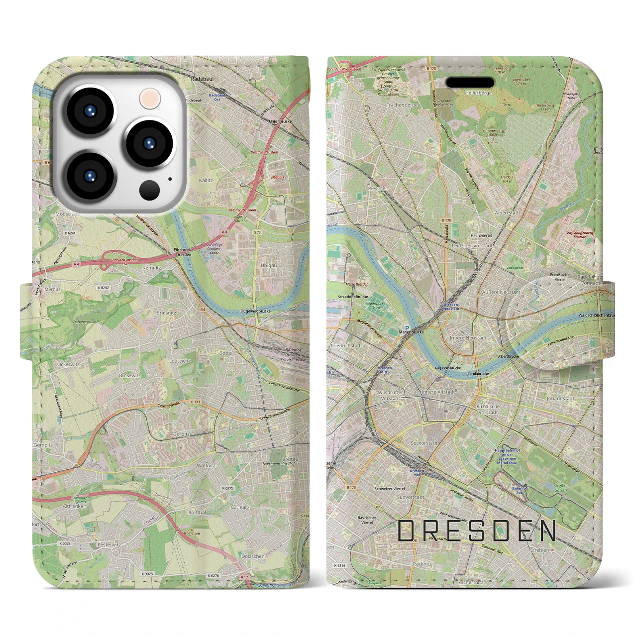 【ドレスデン(ドイツ)】地図柄iPhoneケース(手帳タイプ)