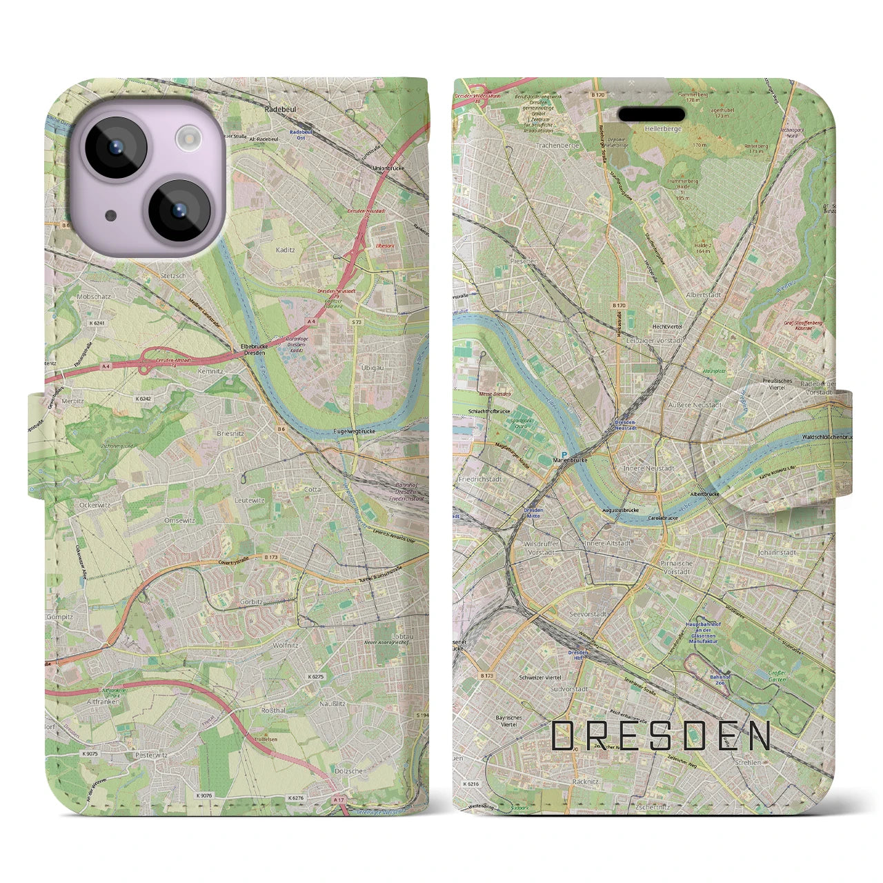 【ドレスデン(ドイツ)】地図柄iPhoneケース(手帳タイプ)