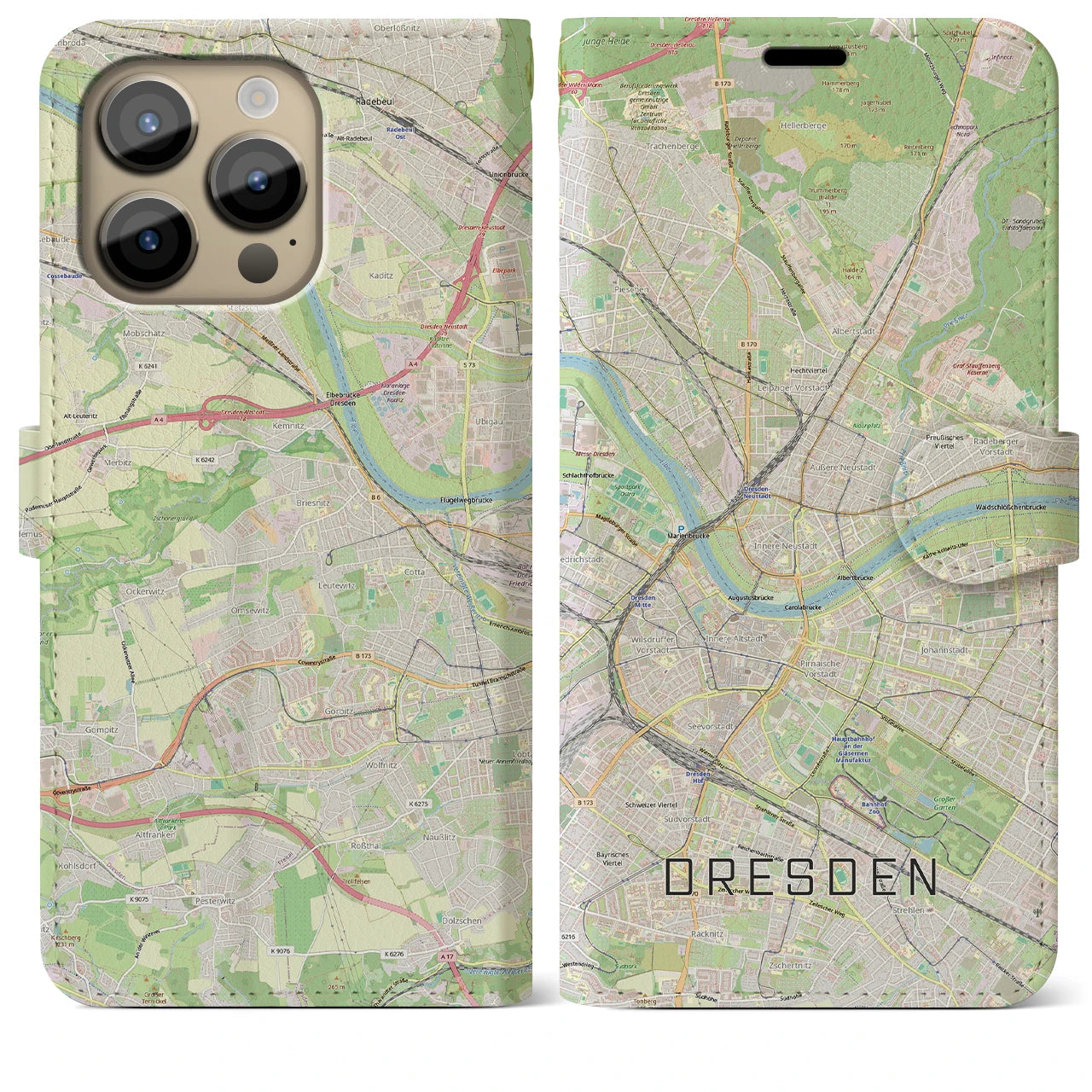 【ドレスデン(ドイツ)】地図柄iPhoneケース(手帳タイプ)