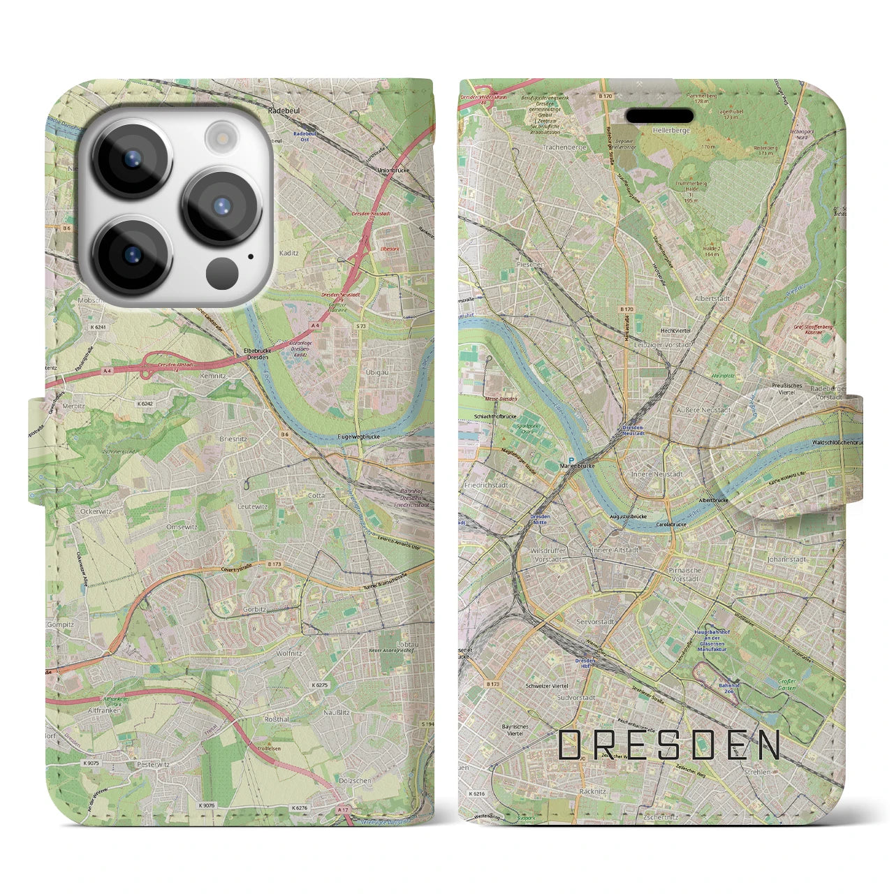 【ドレスデン(ドイツ)】地図柄iPhoneケース(手帳タイプ)