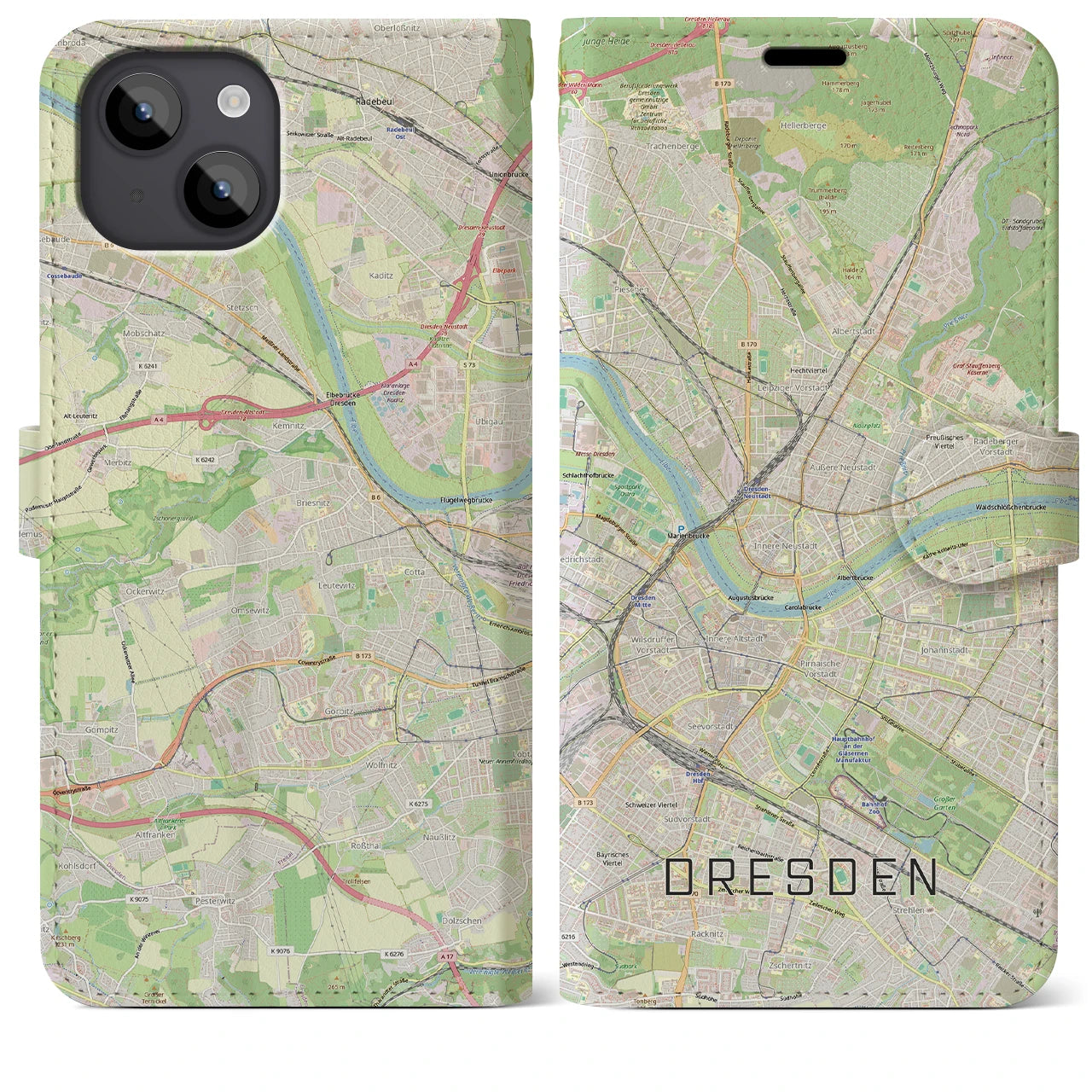 【ドレスデン(ドイツ)】地図柄iPhoneケース(手帳タイプ)
