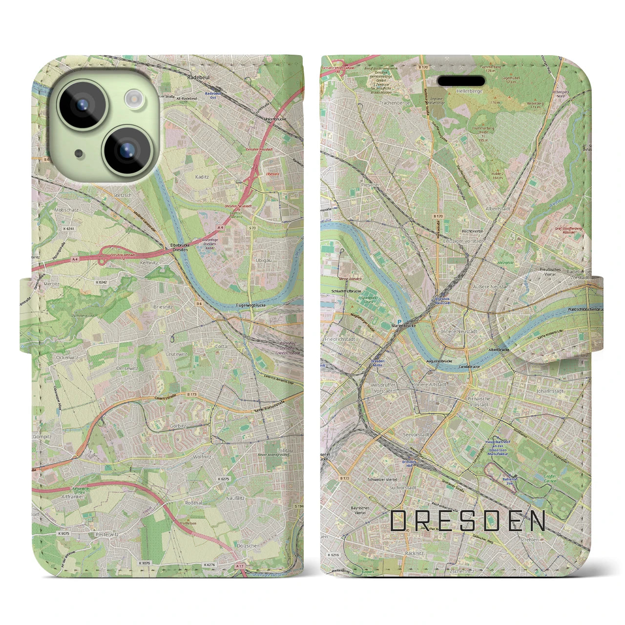 【ドレスデン(ドイツ)】地図柄iPhoneケース(手帳タイプ)
