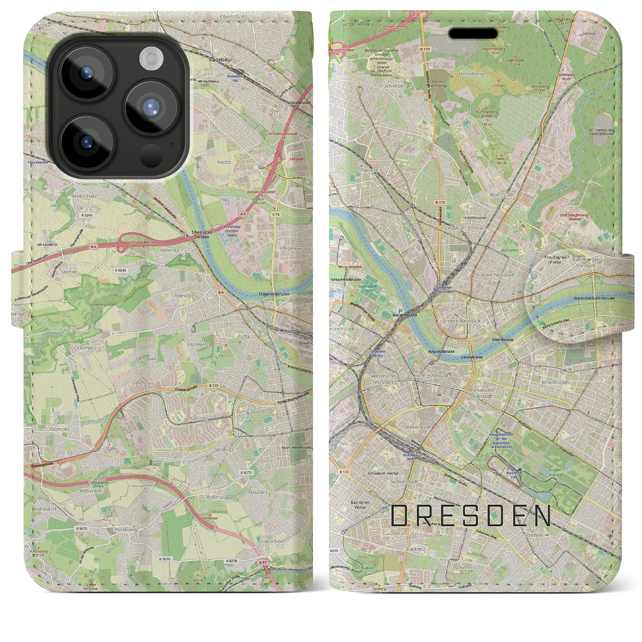 【ドレスデン(ドイツ)】地図柄iPhoneケース(手帳タイプ)