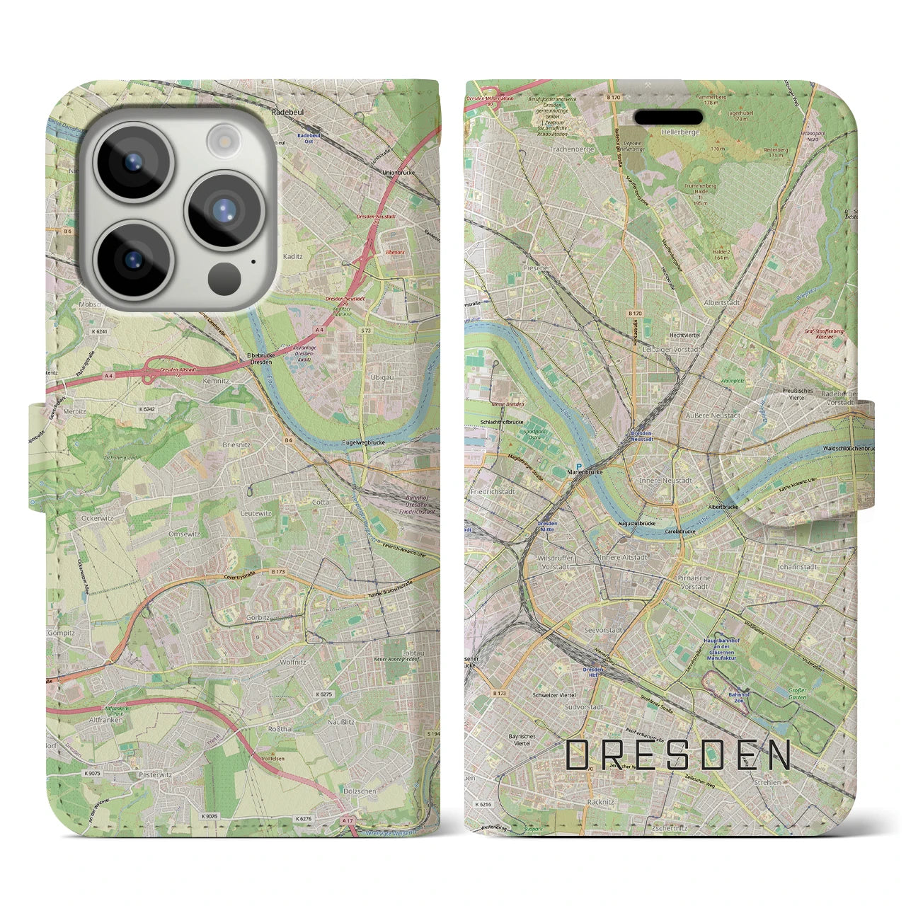 【ドレスデン(ドイツ)】地図柄iPhoneケース(手帳タイプ)