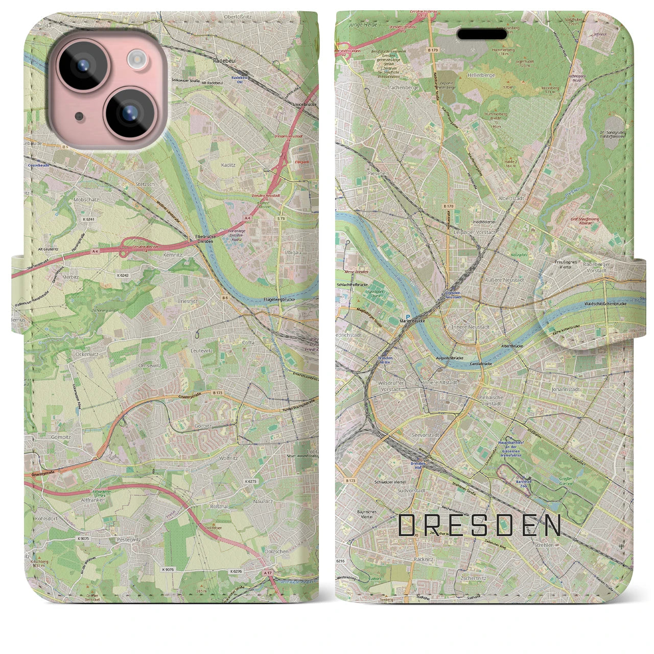 【ドレスデン(ドイツ)】地図柄iPhoneケース(手帳タイプ)