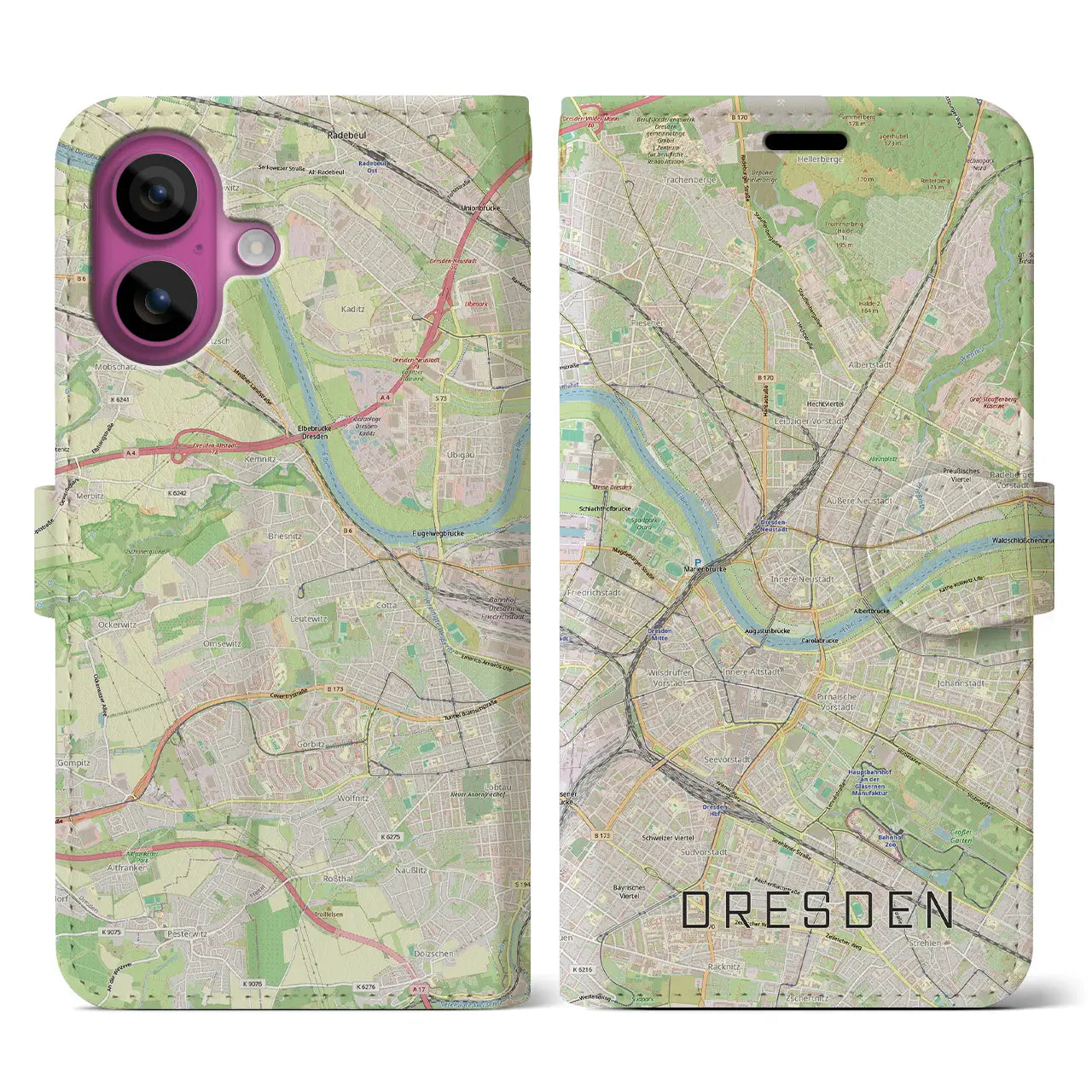 【ドレスデン(ドイツ)】地図柄iPhoneケース(手帳タイプ)