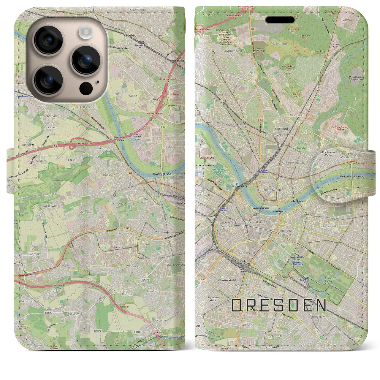 【ドレスデン(ドイツ)】地図柄iPhoneケース(手帳タイプ)
