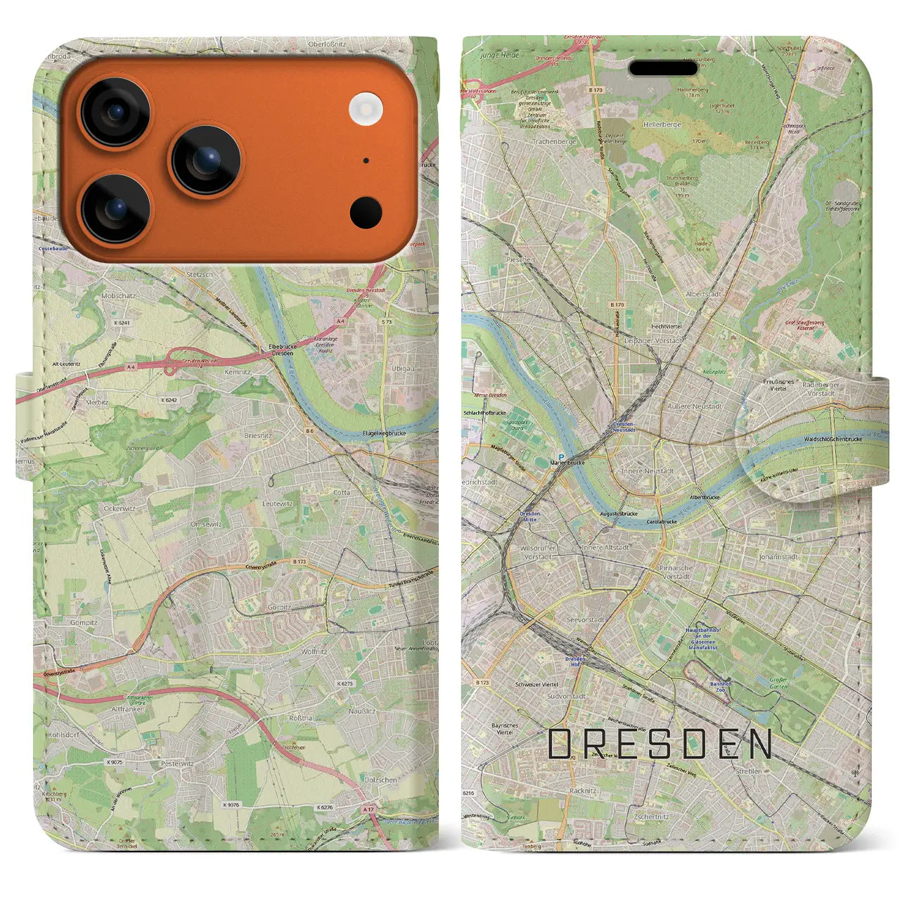 【ドレスデン(ドイツ)】地図柄iPhoneケース(手帳タイプ)