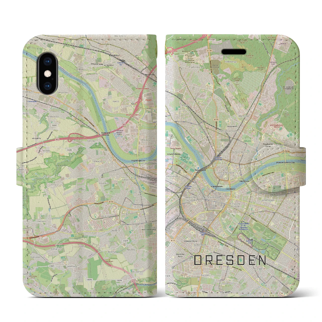 【ドレスデン(ドイツ)】地図柄iPhoneケース(手帳タイプ)