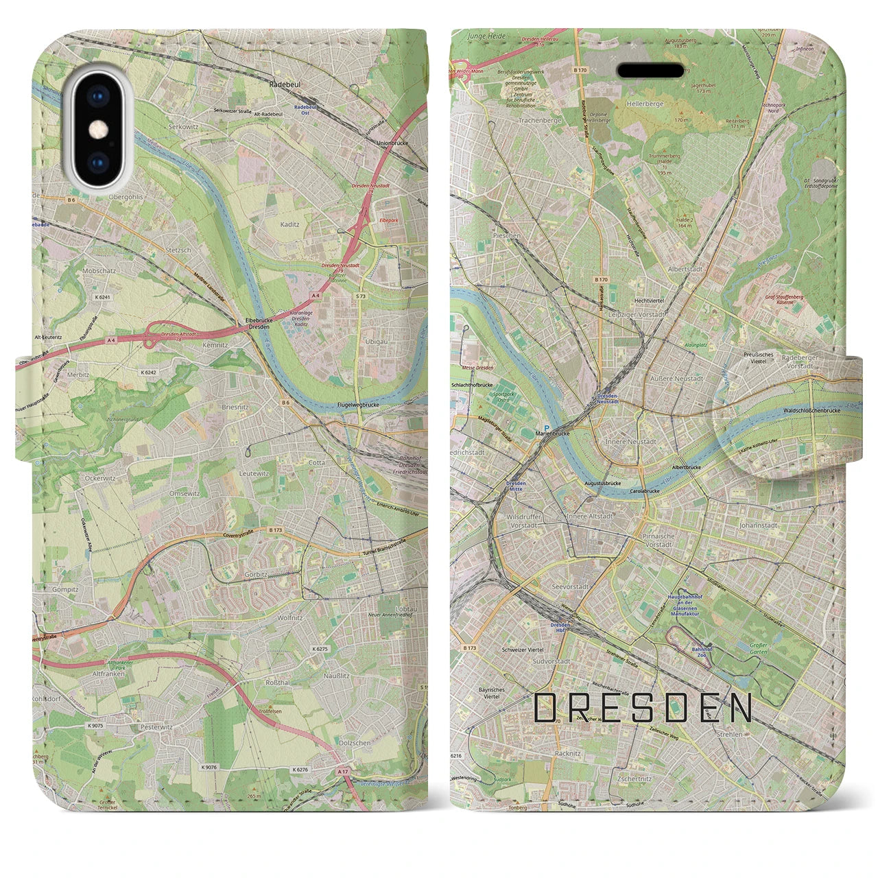 【ドレスデン(ドイツ)】地図柄iPhoneケース(手帳タイプ)
